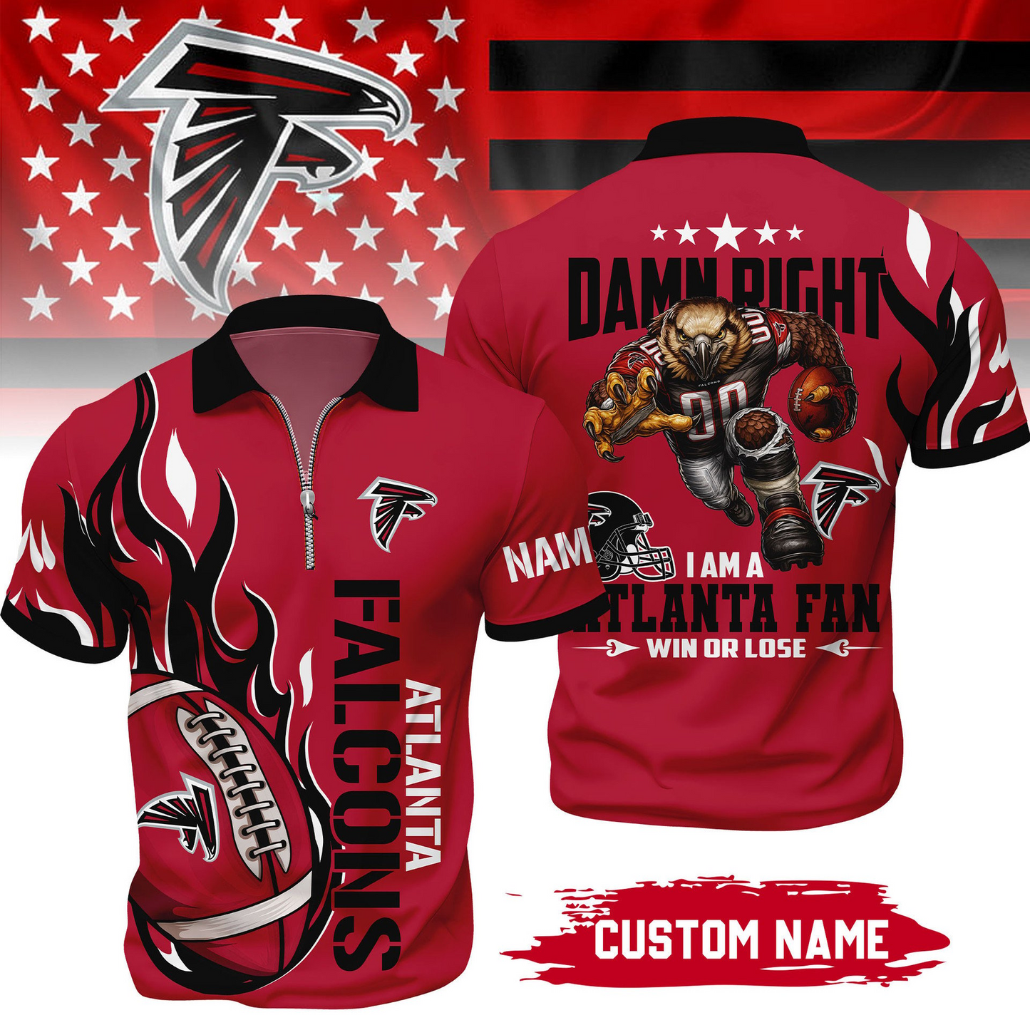 Premium NFL x AF True Fan Zipper Polo V1 NAK NHT