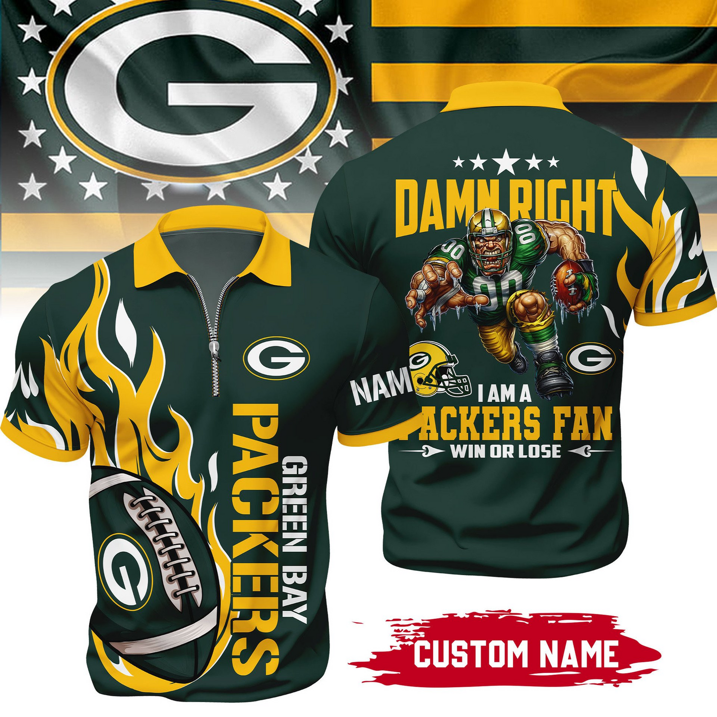 Premium NFL x GBP True Fan Zipper Polo V1 NAK NHT