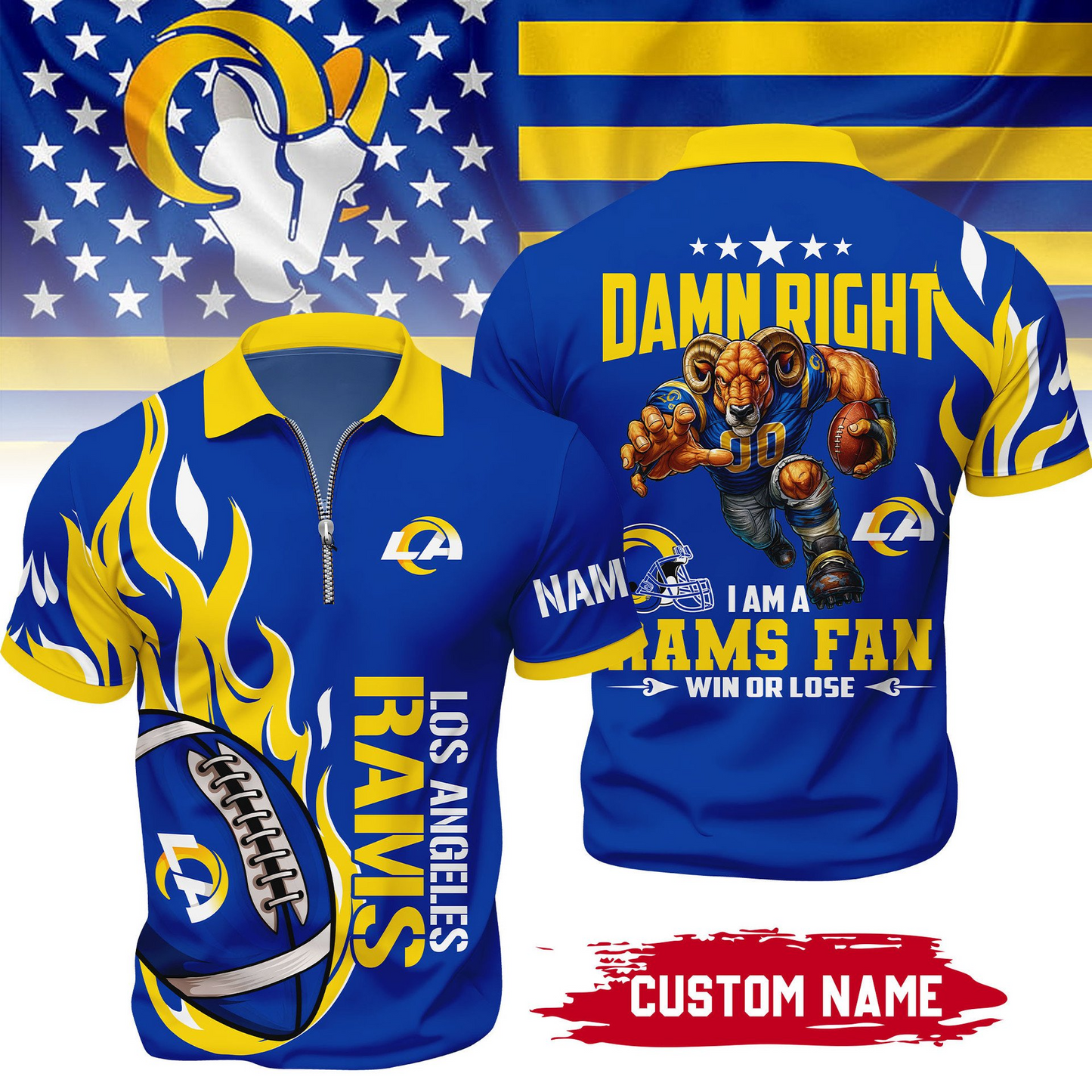 Premium NFL x LAR True Fan Zipper Polo V1 NAK NHT