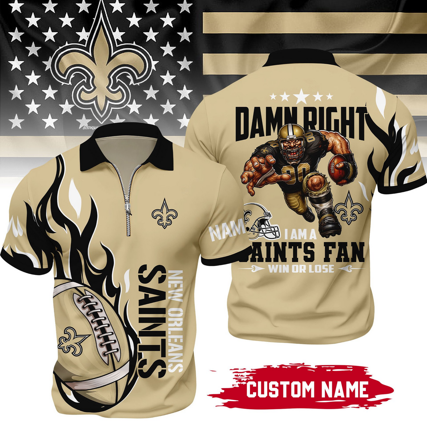 Premium NFL x NOS True Fan Zipper Polo V1 NAK NHT