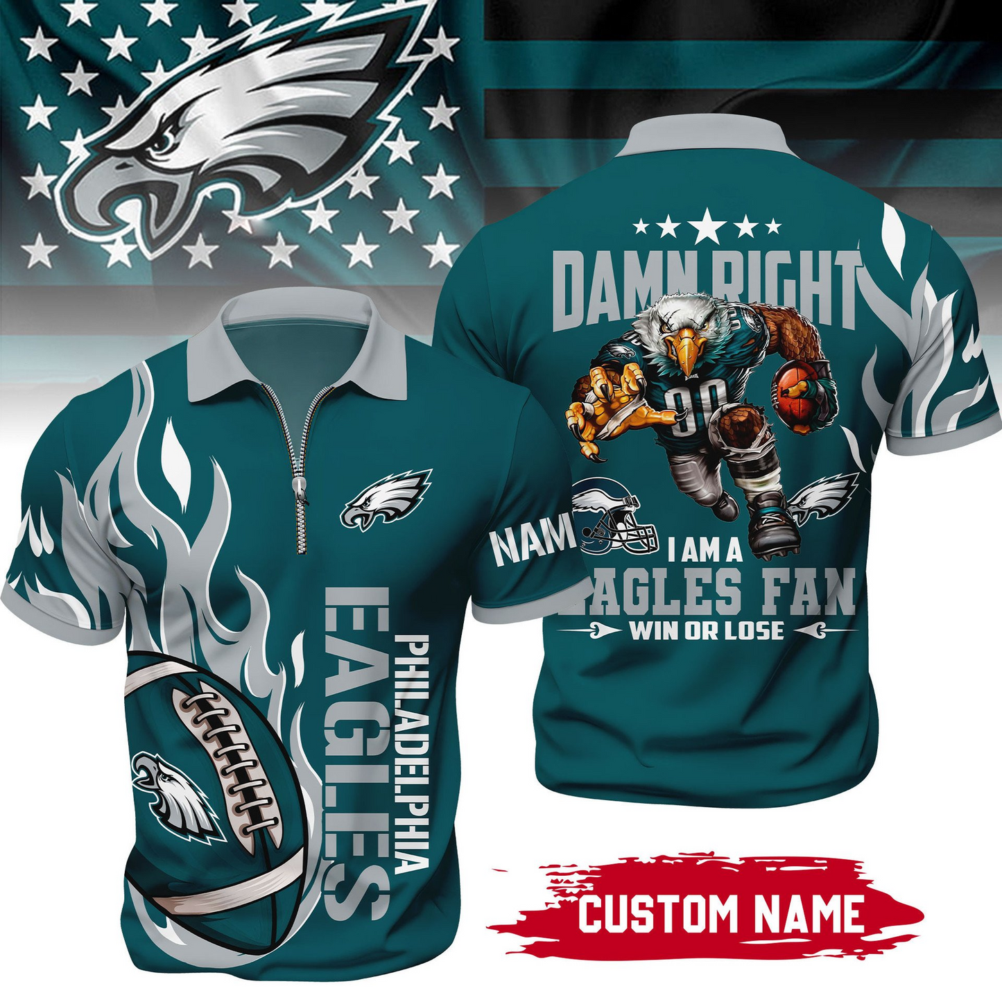 Premium NFL x PE True Fan Zipper Polo V1 NAK NHT