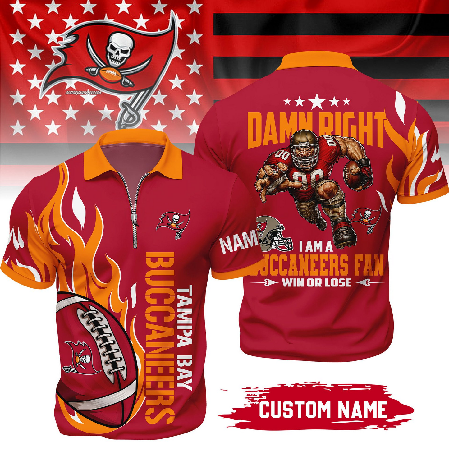 Premium NFL x TBB True Fan Zipper Polo V1 NAK NHT