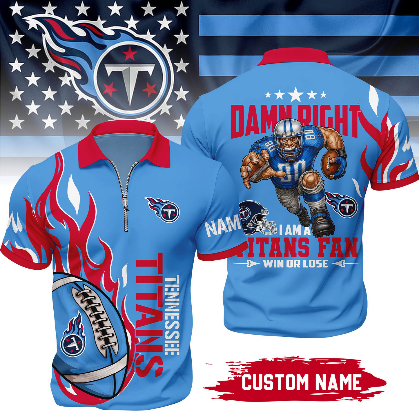 Premium NFL x TT True Fan Zipper Polo V1 NAK NHT