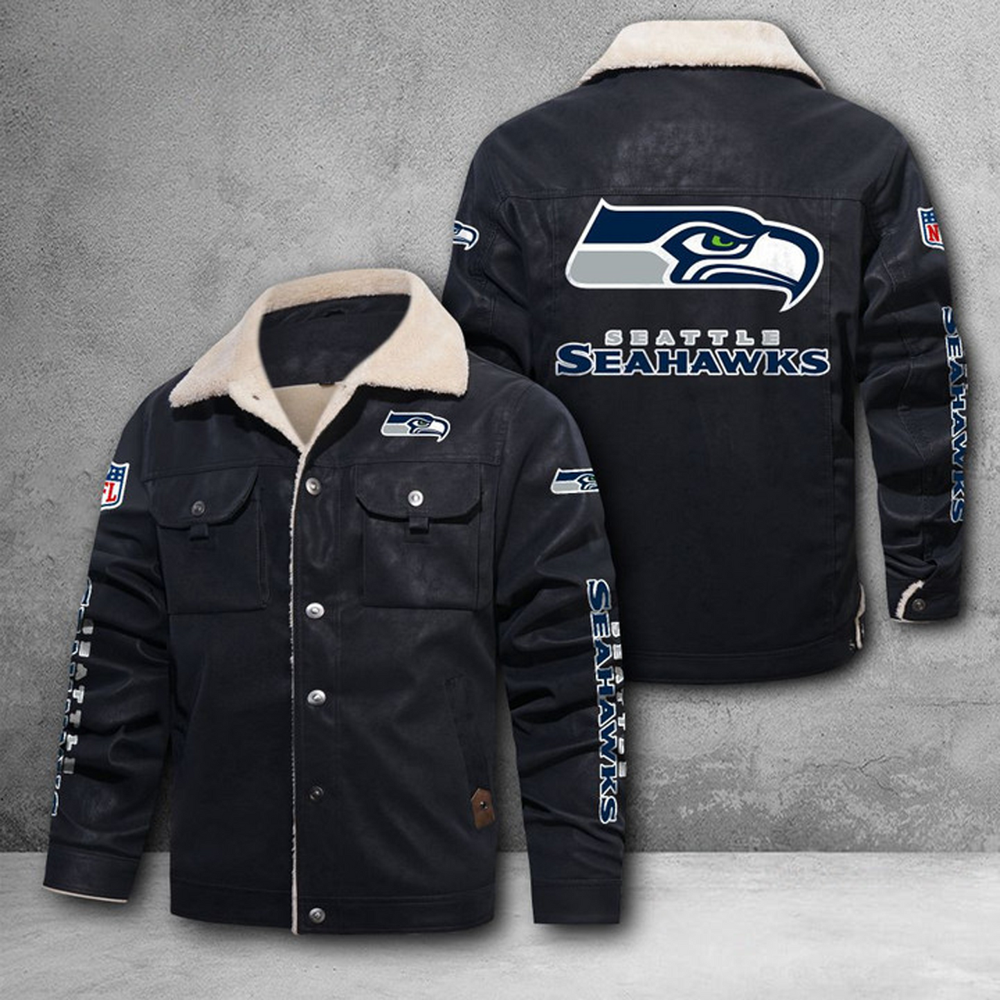 SEA X NFL LEATHER JACKET DATND THUONGNH