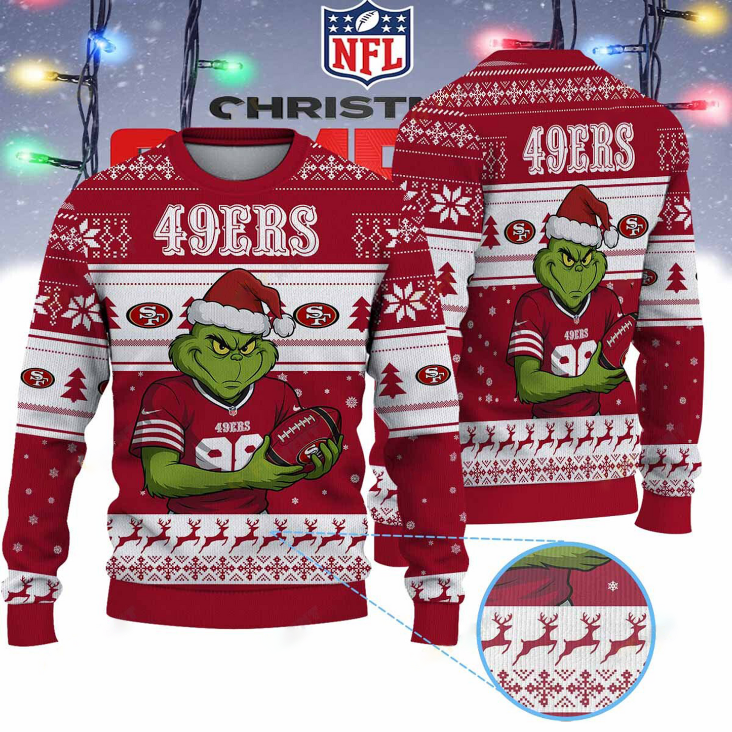 SF X NFL Grinch Jersey Premium Ugly Sweater Xmas DATND THUONGNH