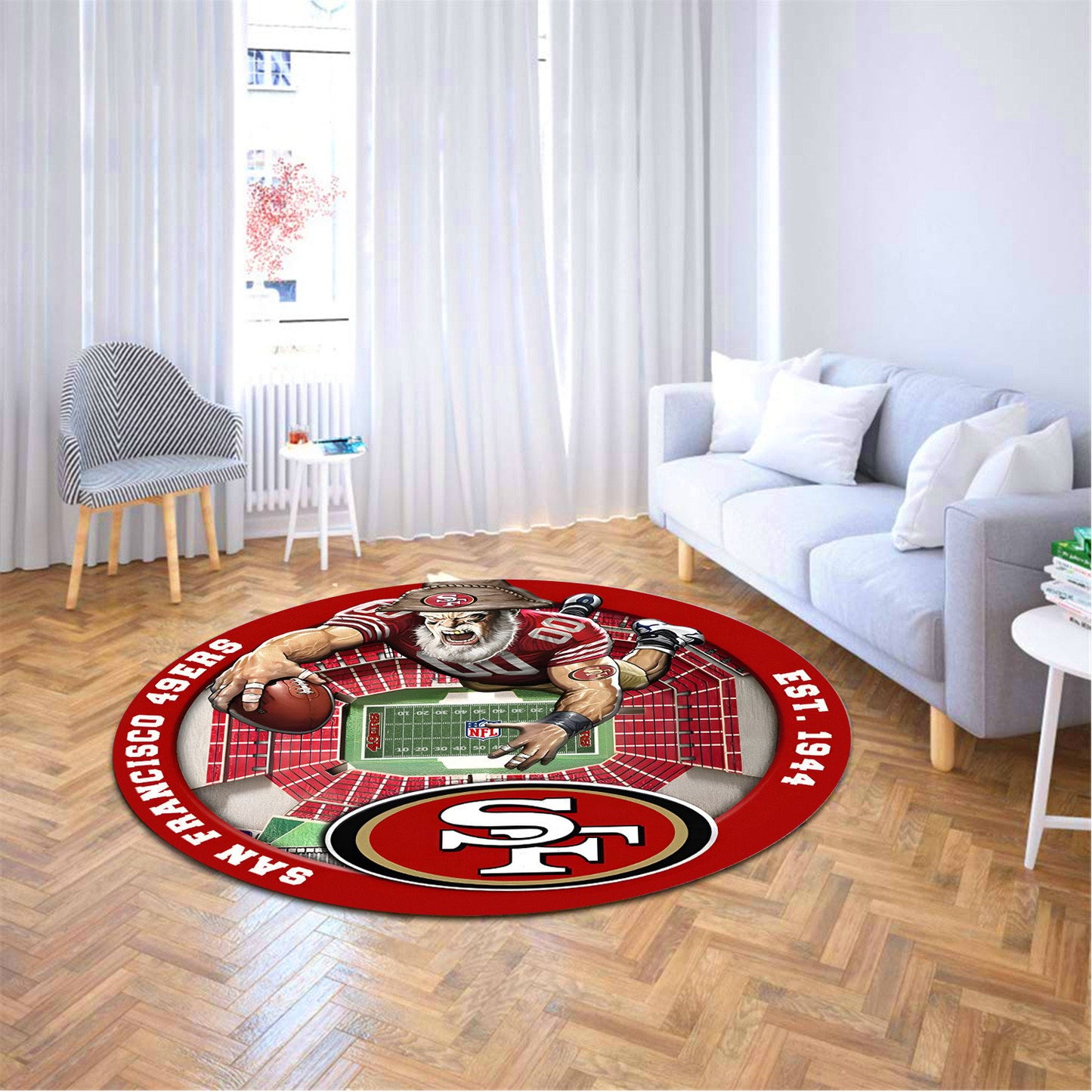SF x NFL Luxury 3D Round Rug DatND DVT