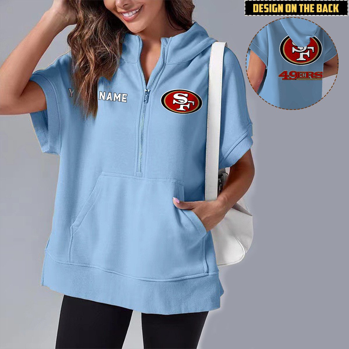 SF x NFL Short Sleeve Zip Hoodie DATND TANTD