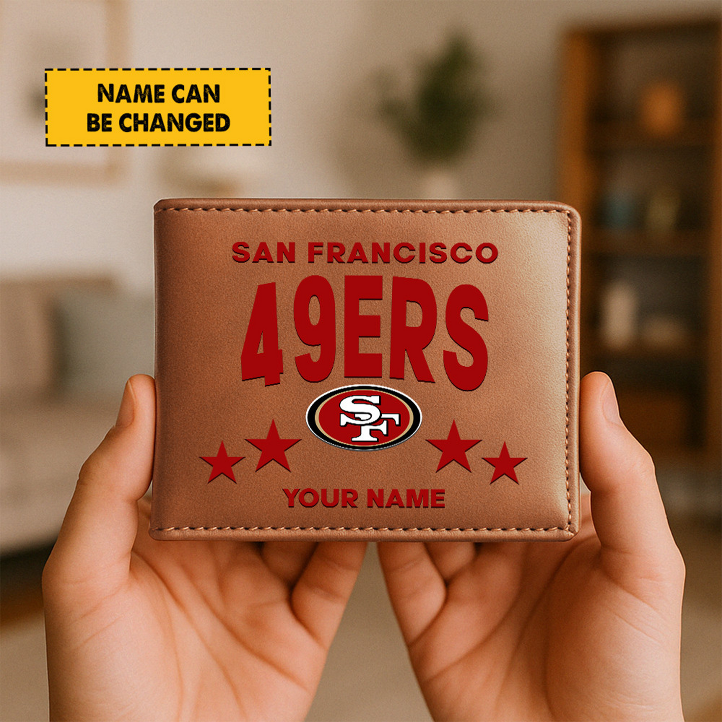 SF Football Leather Man Black Brown Wallet Personalized Any Name DATND TANTD