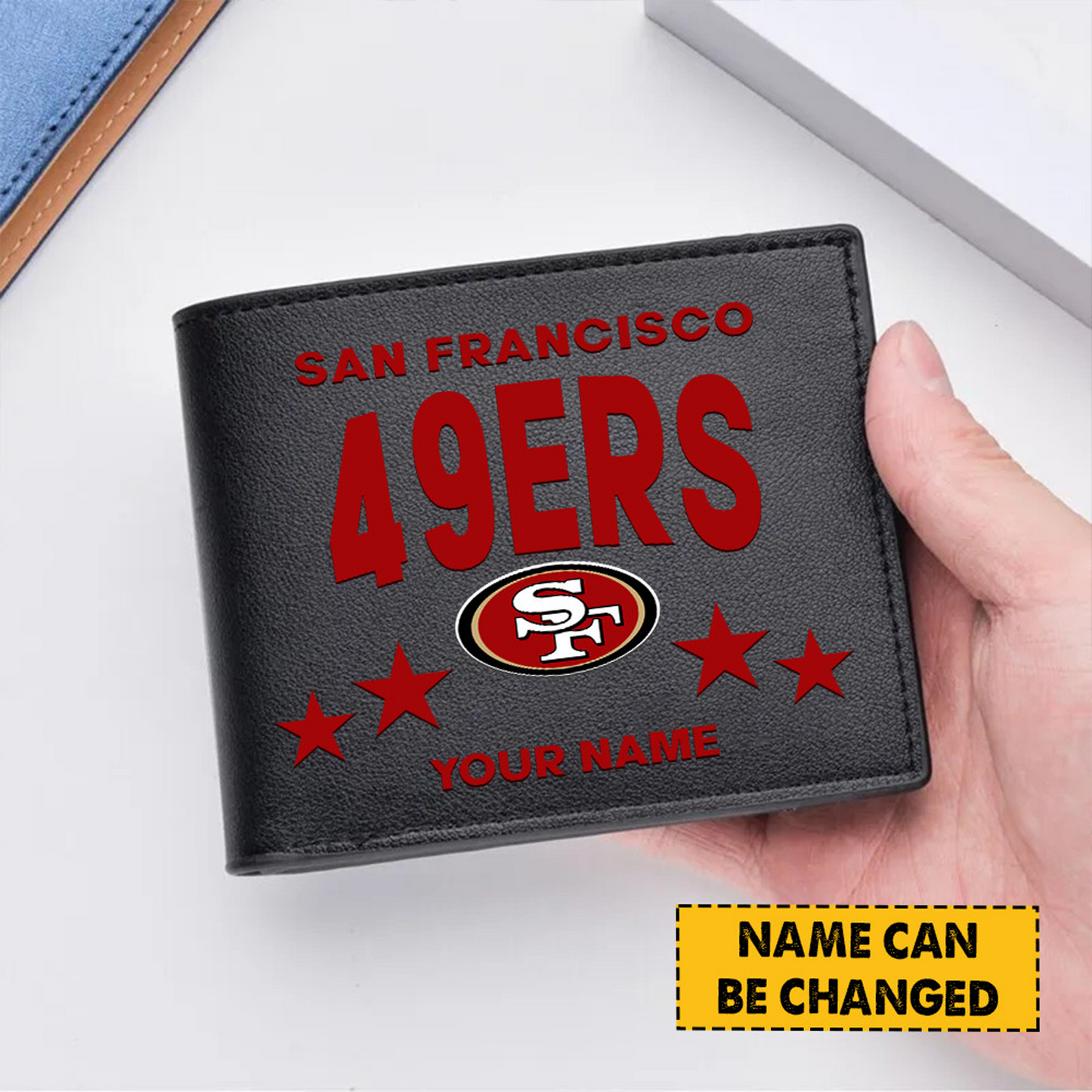 SF Football Leather Man Black Brown Wallet Personalized Any Name DATND TANTD