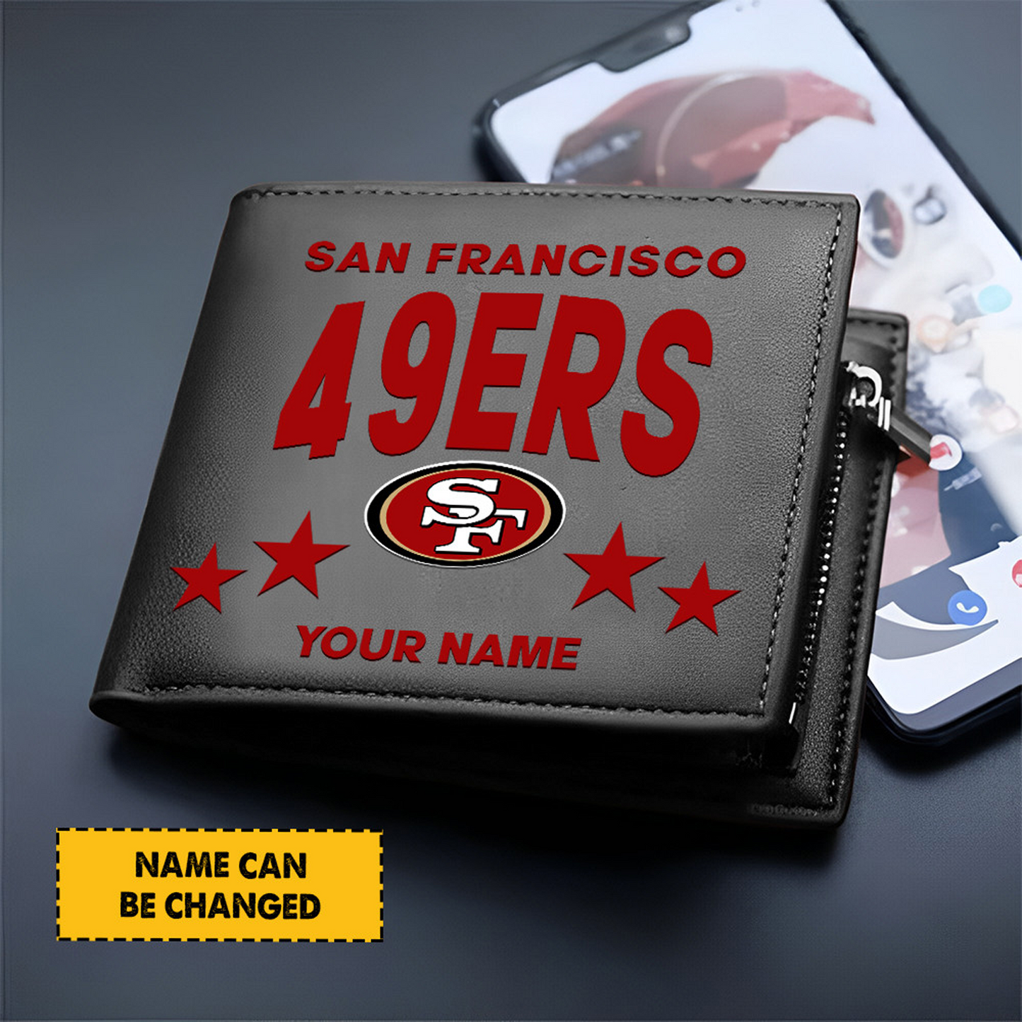 SF Football Leather Man Black Brown Wallet Personalized Any Name DATND TANTD