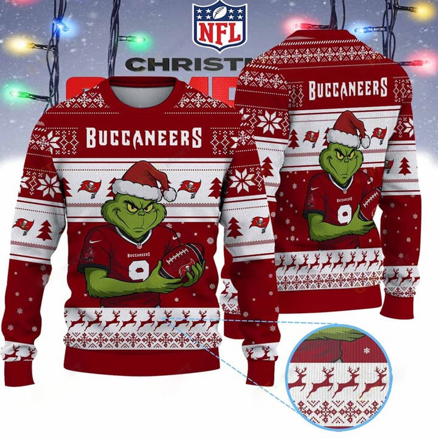 TB X NFL Grinch Jersey Premium Ugly Sweater Xmas DATND THUONGNH