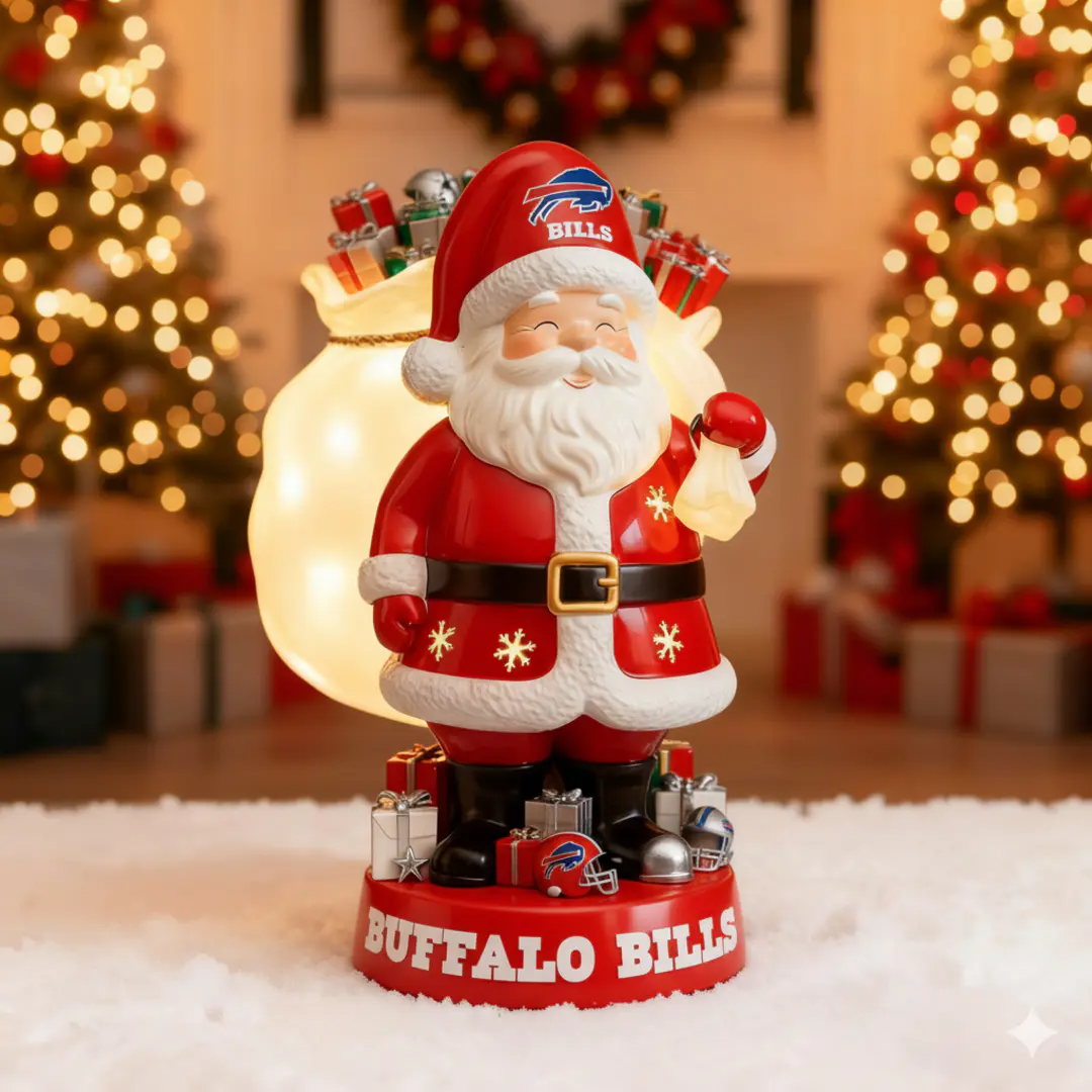 UNIQUE NFL X BUF Santa Claus LED NITE Holiday Statuary NDT NHM