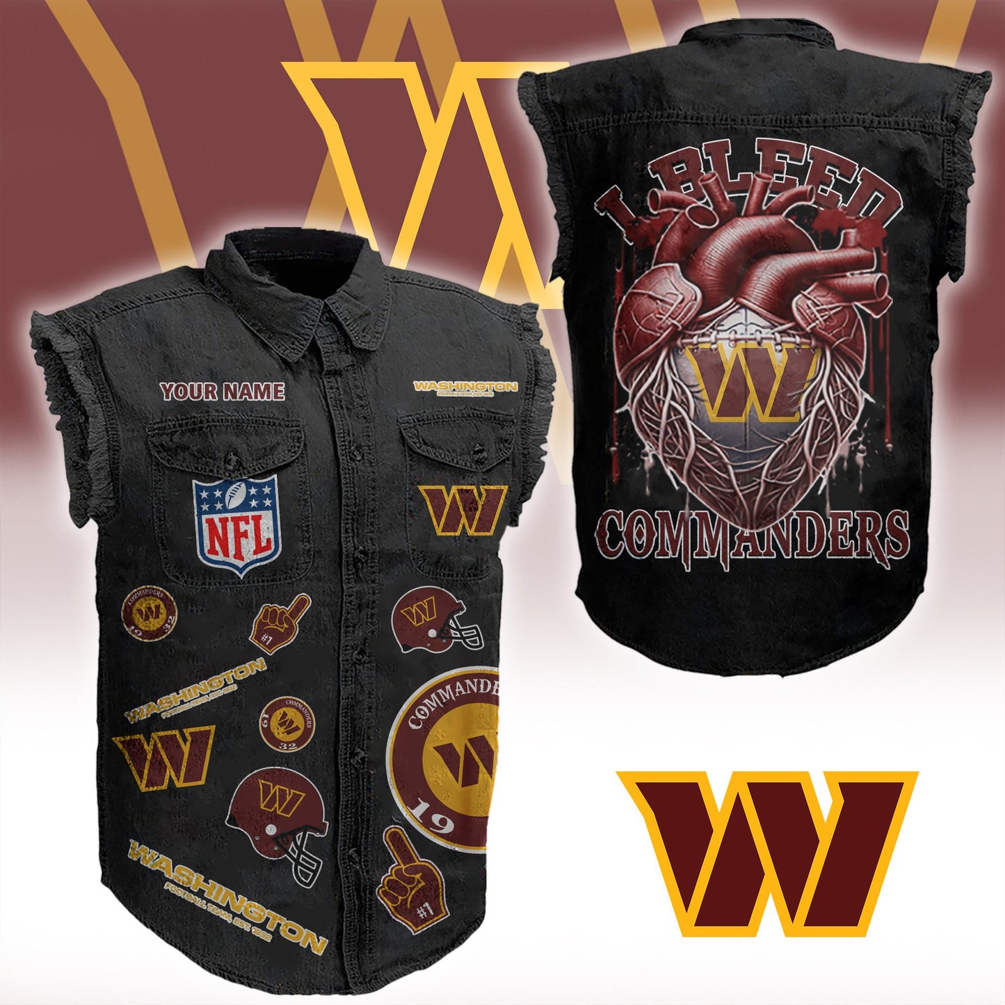 WC NFL Personalize Sleeveless Denim Jacket For Fan DDT CTND