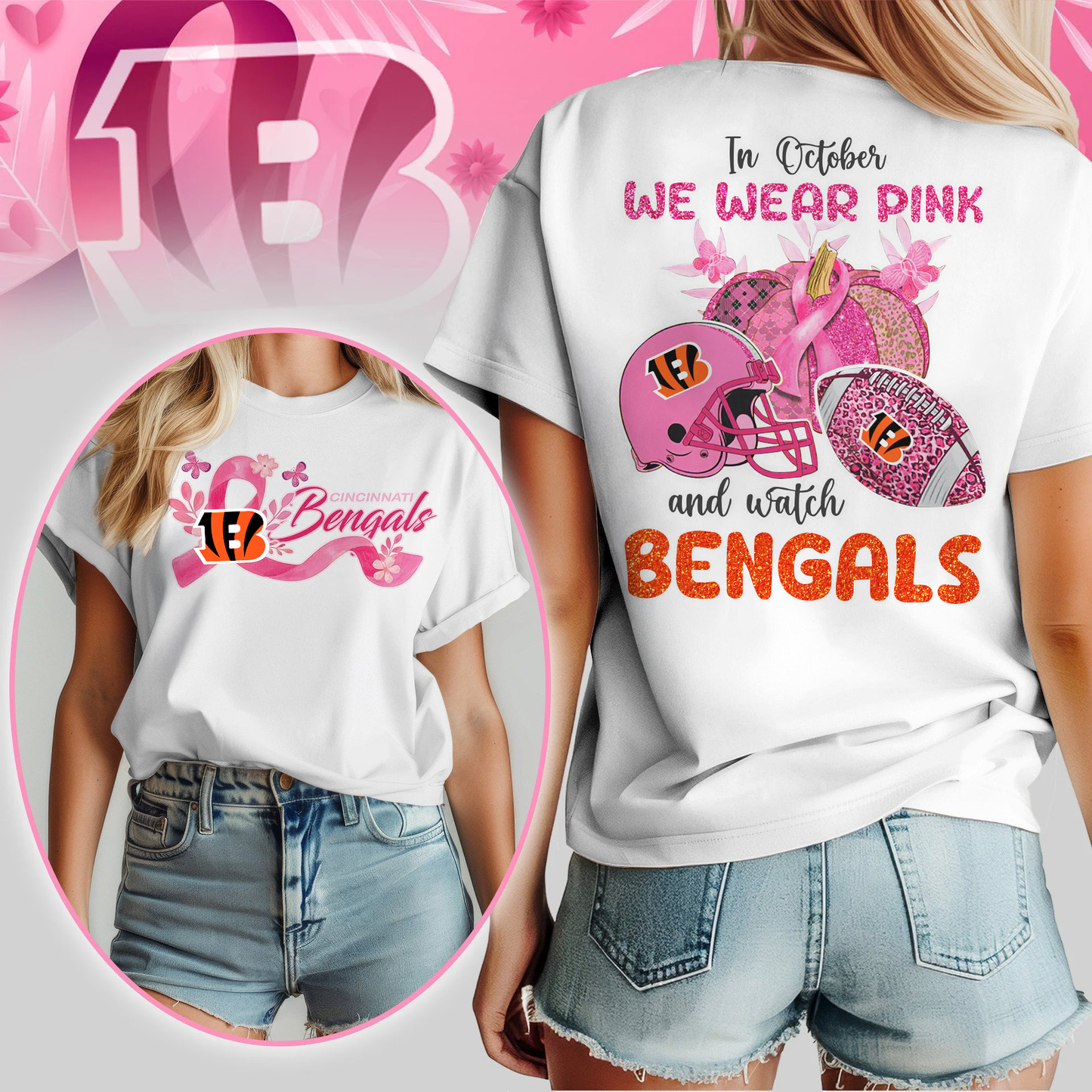 In October We Wear Pink And Watch CIN Shirt DDT 140725 NTL
