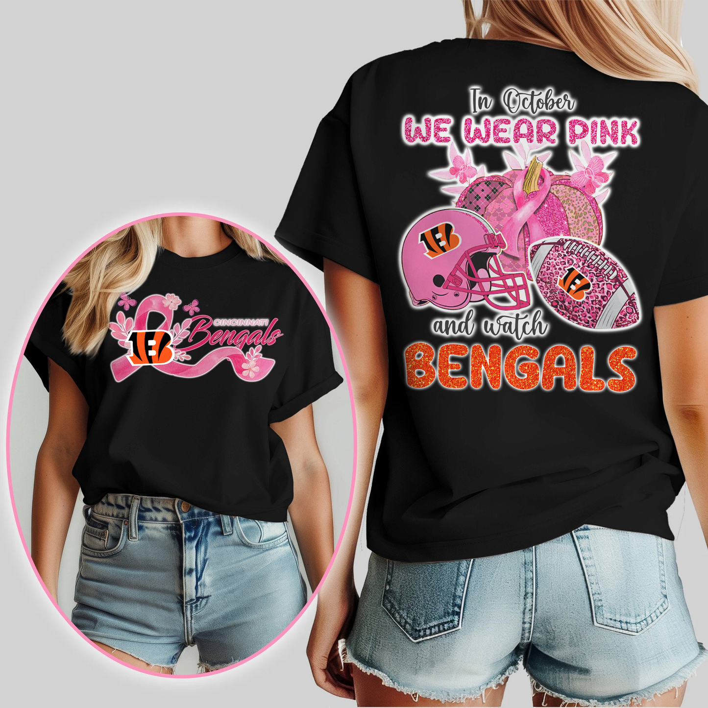 In October We Wear Pink And Watch CIN Shirt DDT 140725 NTL