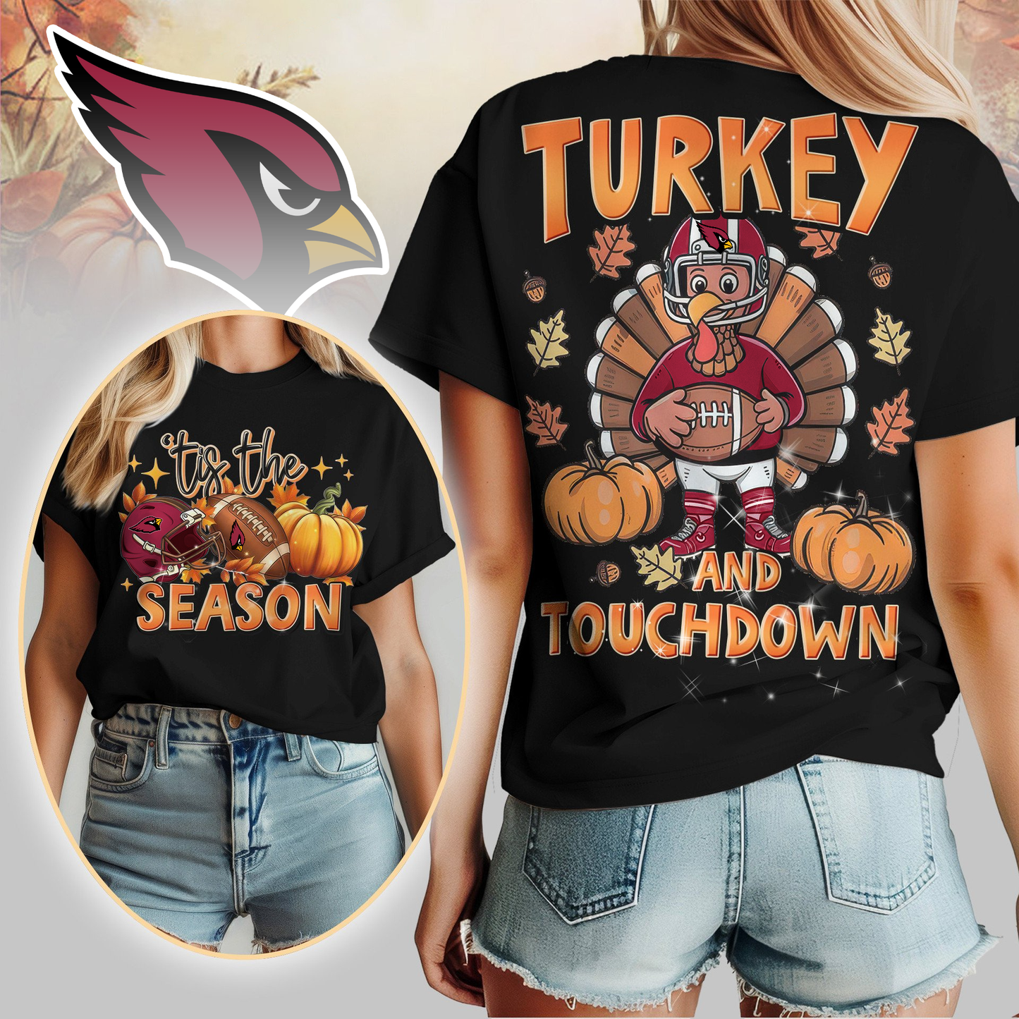 AC Premium NFL Turkey and Touchdown Women's Shirt DDT NTL