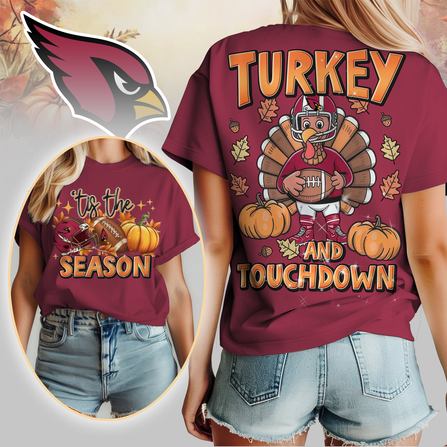 AC Premium NFL Turkey and Touchdown Women's Shirt DDT NTL