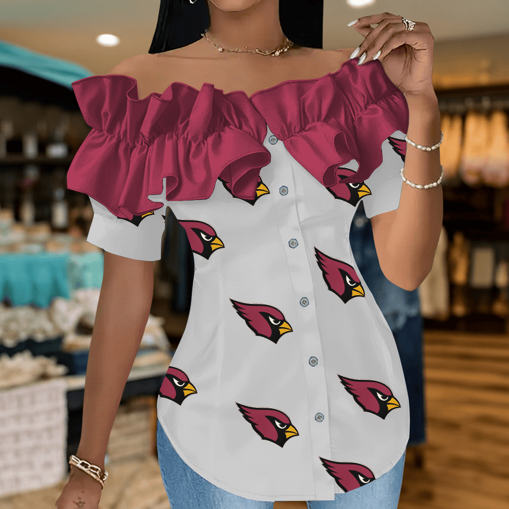 AC Premium NFL Women Ruffle Off-Shoulder Blouse DDT CTND
