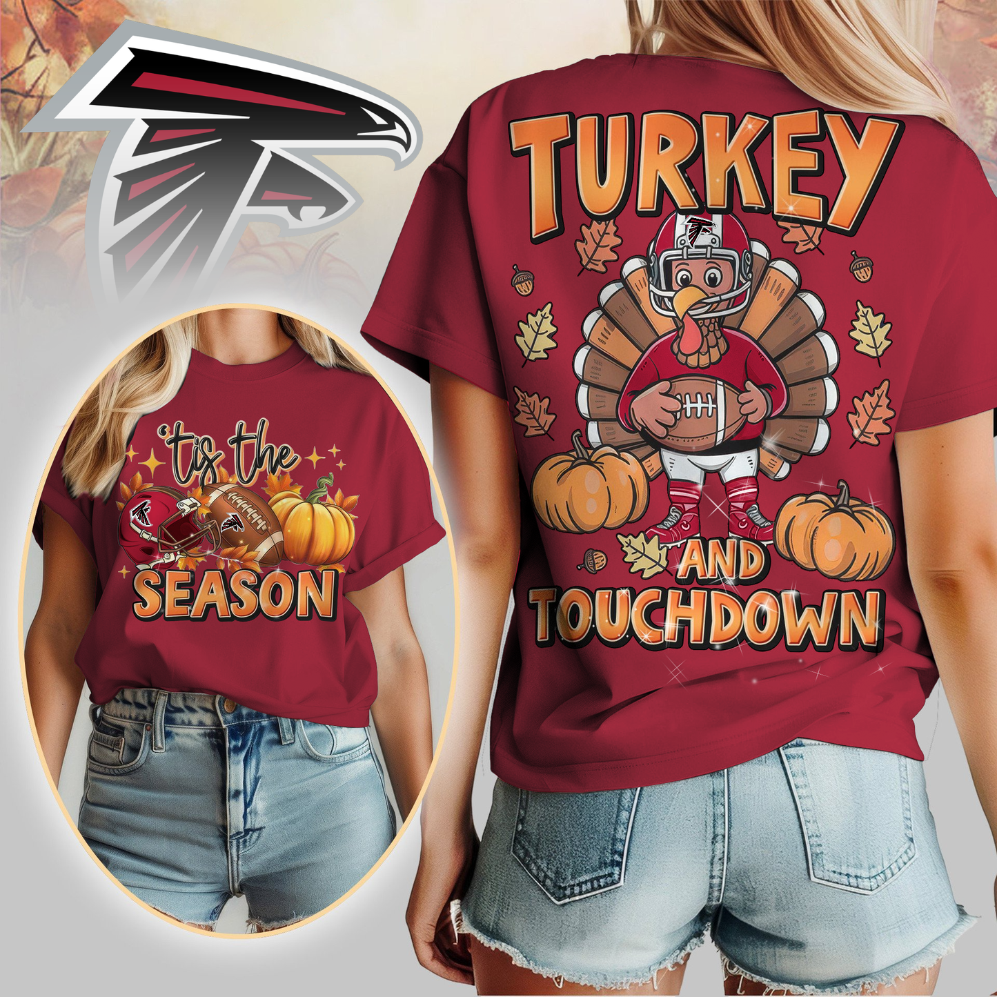 AF Premium NFL Turkey and Touchdown Women's Shirt DDT NTL