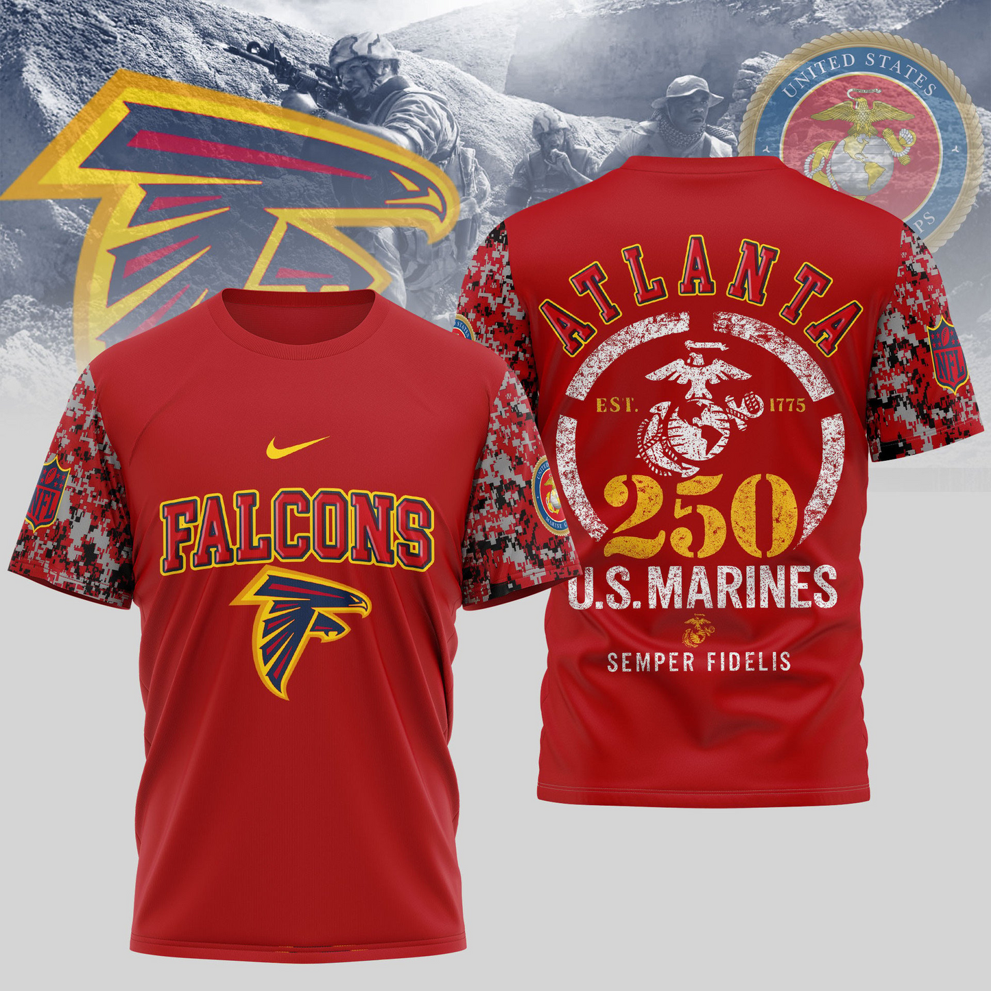 AF Premium U.S.M.C 250 Years Semper Fi 3D Shirt DDT TTV