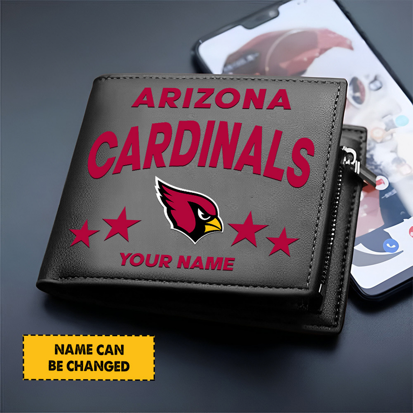 ARI Football Leather Man Black Brown Wallet Personalized Any Name DATND TANTD