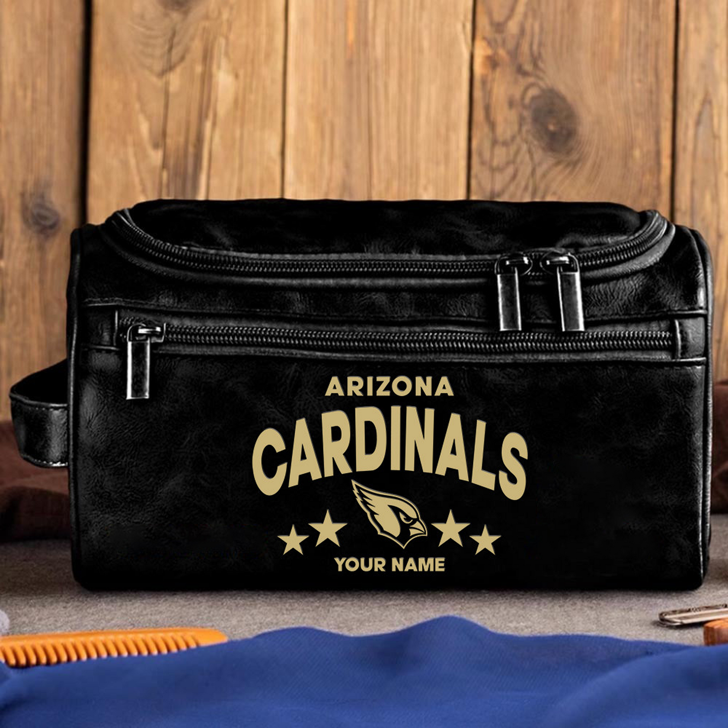 ARI Football Men Leather Toiletry Bag Custom Any Name DATND TANTD