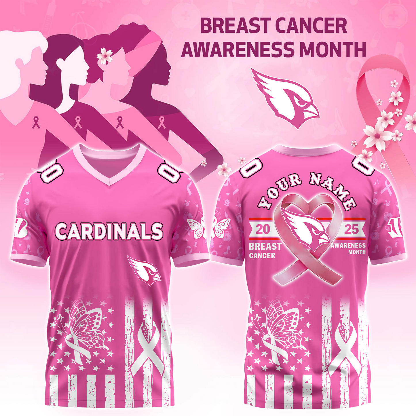 ARI x Breast Cancer Awareness Month 2025 V-neck Short Sleeve Jersey DatND DVT