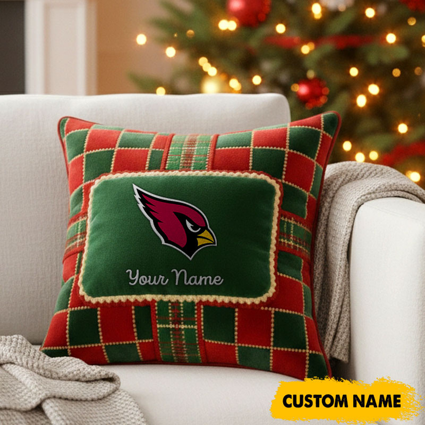 ARI x NFL Christmas New Square Pillow DatND DVT