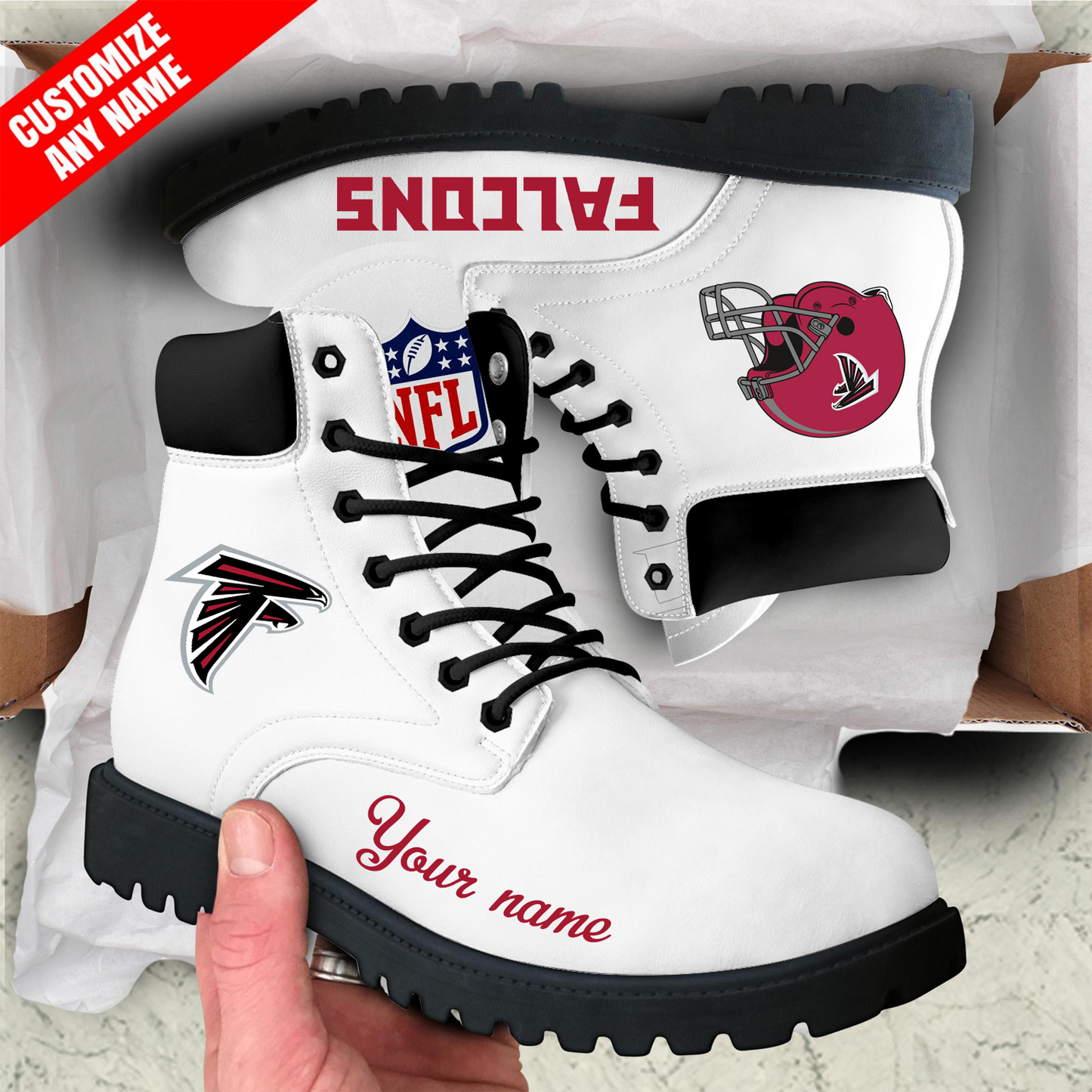 ATL x NFL Custom Leather Boots DATND TANTD