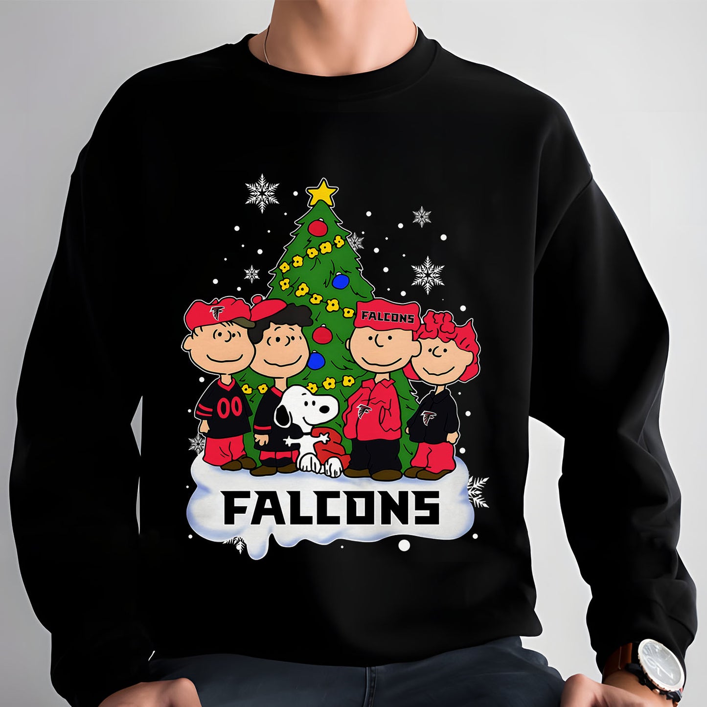 ATL x NFL Peanuts Snoopy And Friends Christmas Tree 2D Shirt DatND DVT