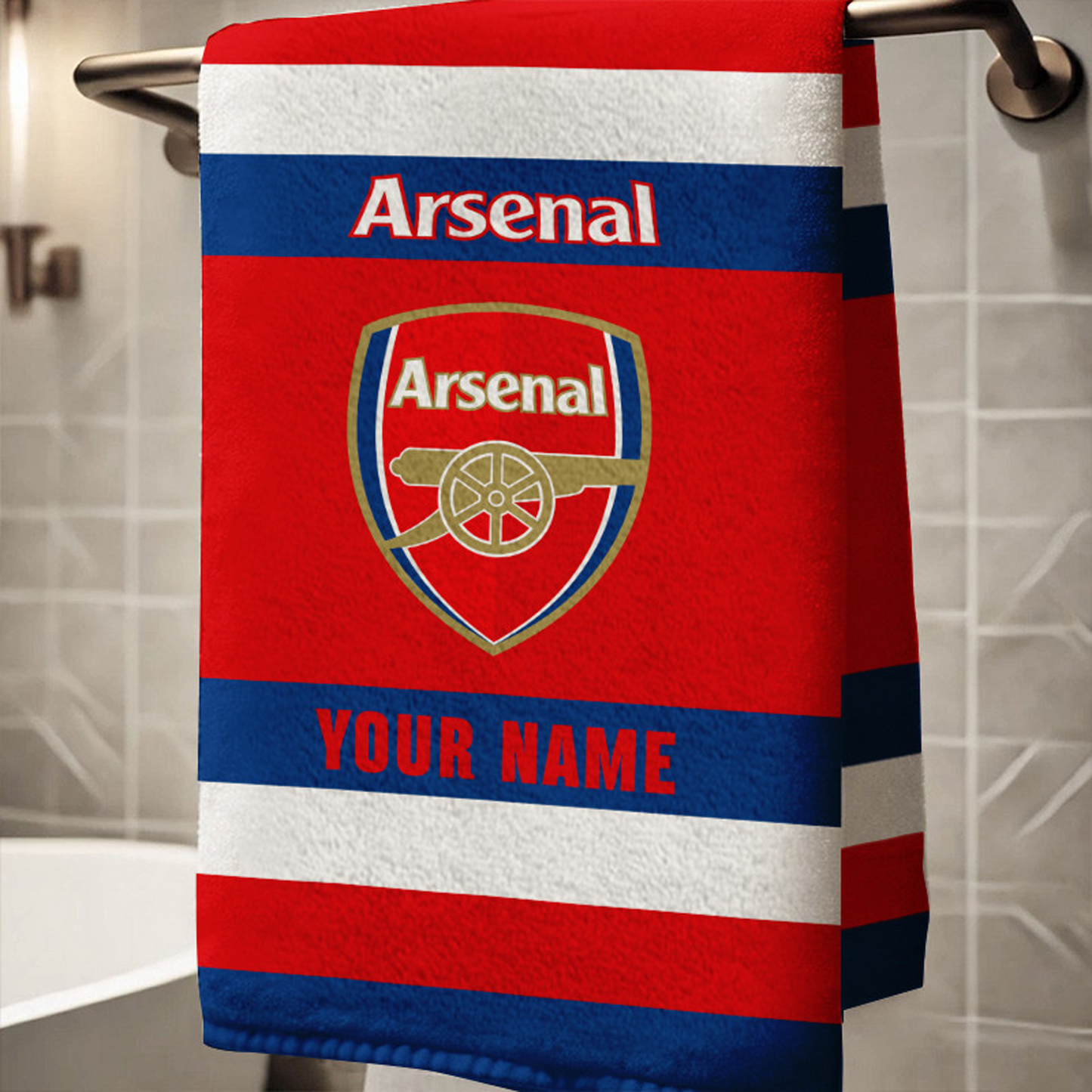 EPL Arsenal Bath Towel Large Size Custom Name Gift For Fan DatND DVT