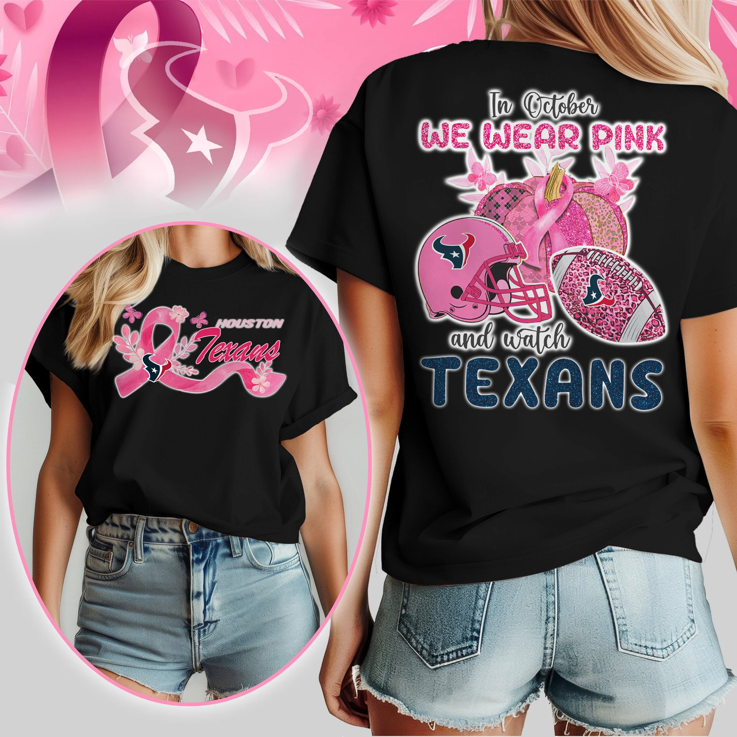 In October We Wear Pink And Watch HT Shirt DDT NTL