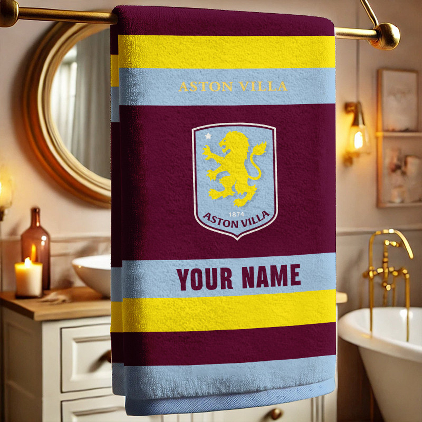 EPL Aston Villa Bath Towel Large Size Custom Name Gift For Fan DatND DVT