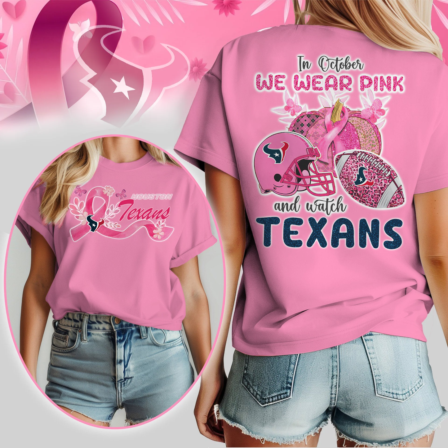 In October We Wear Pink And Watch HT Shirt DDT NTL