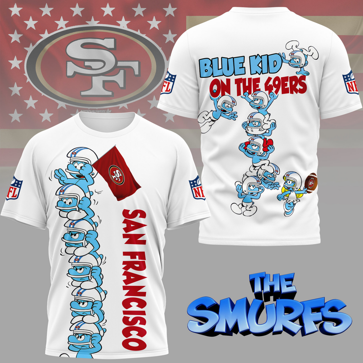 SF49 Premium NFL x Smurfs 3D Shirt DDT 210725 CTND