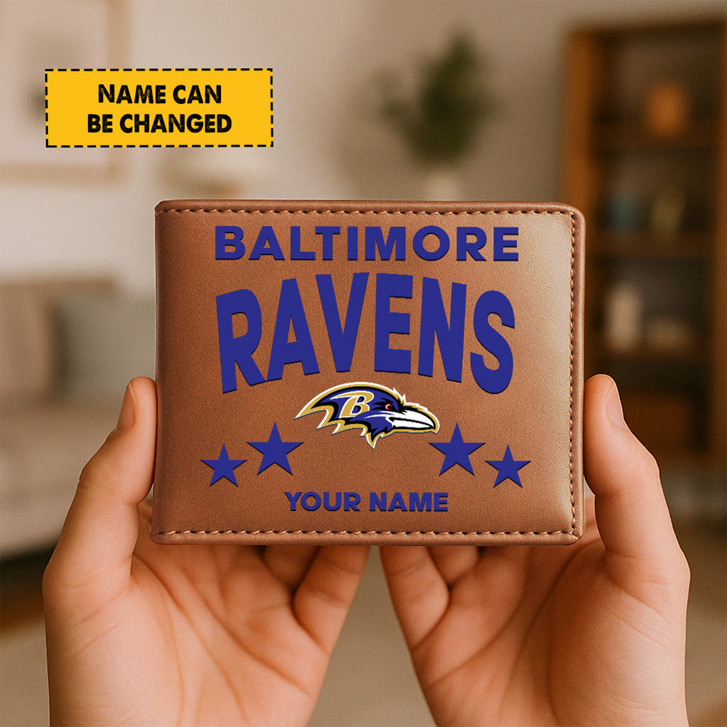 BAL Football Leather Man Black Brown Wallet Personalized Any Name DATND TANTD
