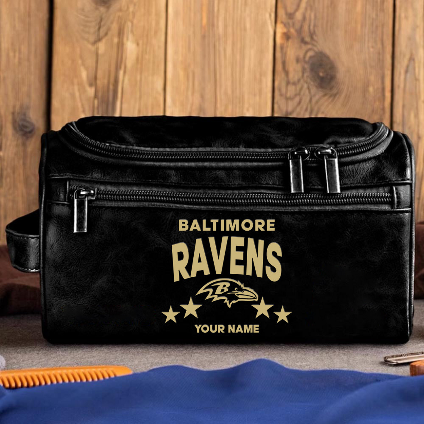 BAL Football Men Leather Toiletry Bag Custom Any Name DATND TANTD