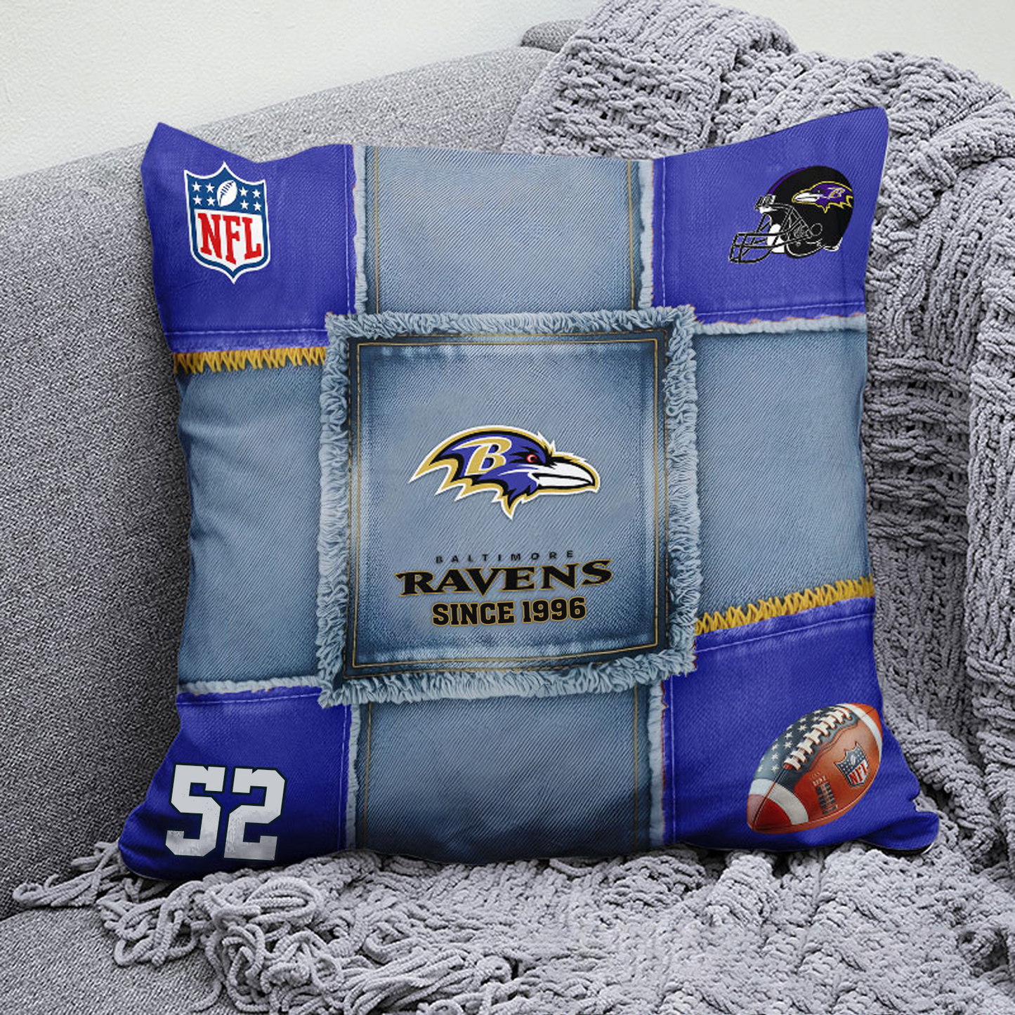 BAL x NFL Football Pillow Special Style DATND TANTD