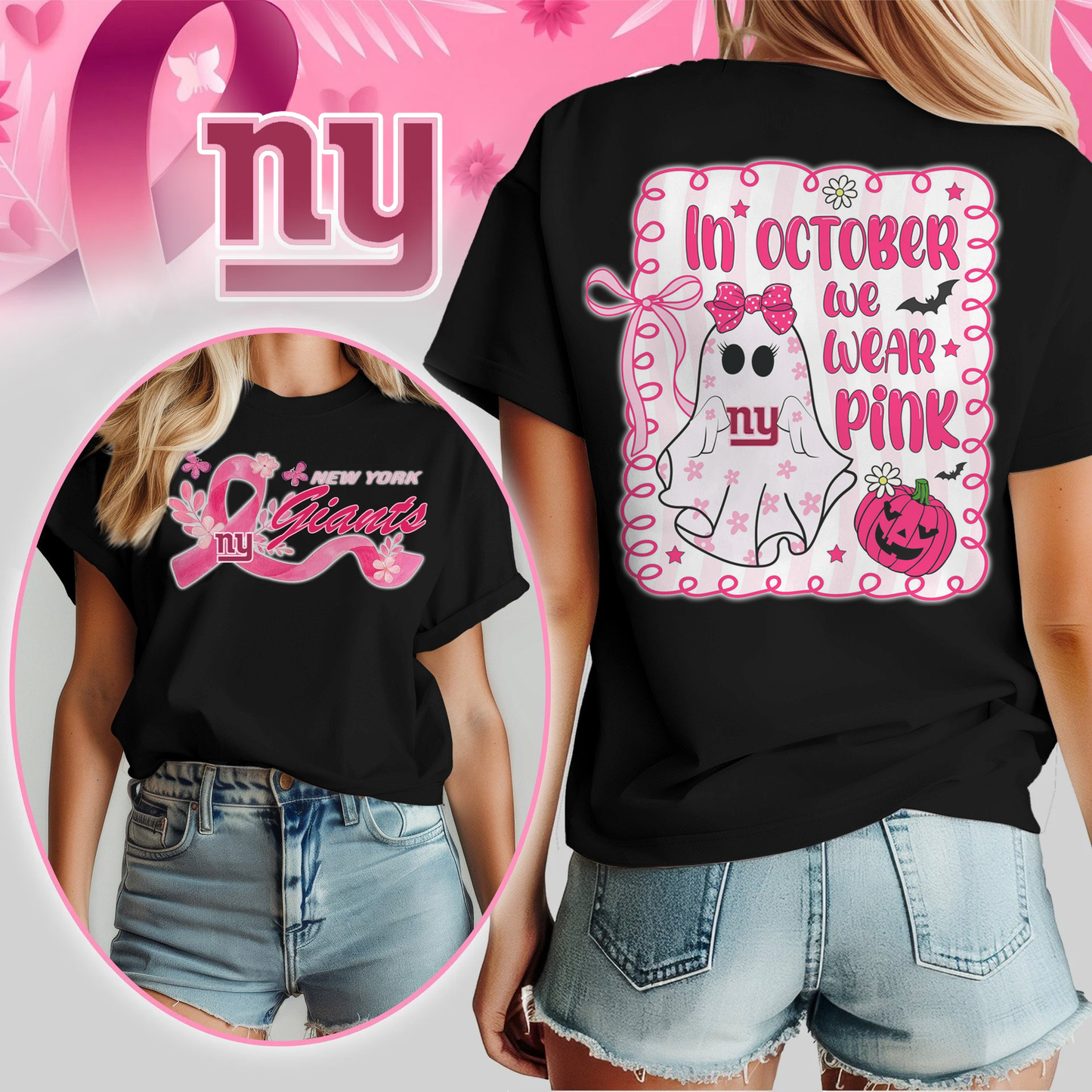 NFL NYG - In October We Wear Pink Shirt DDT NTL