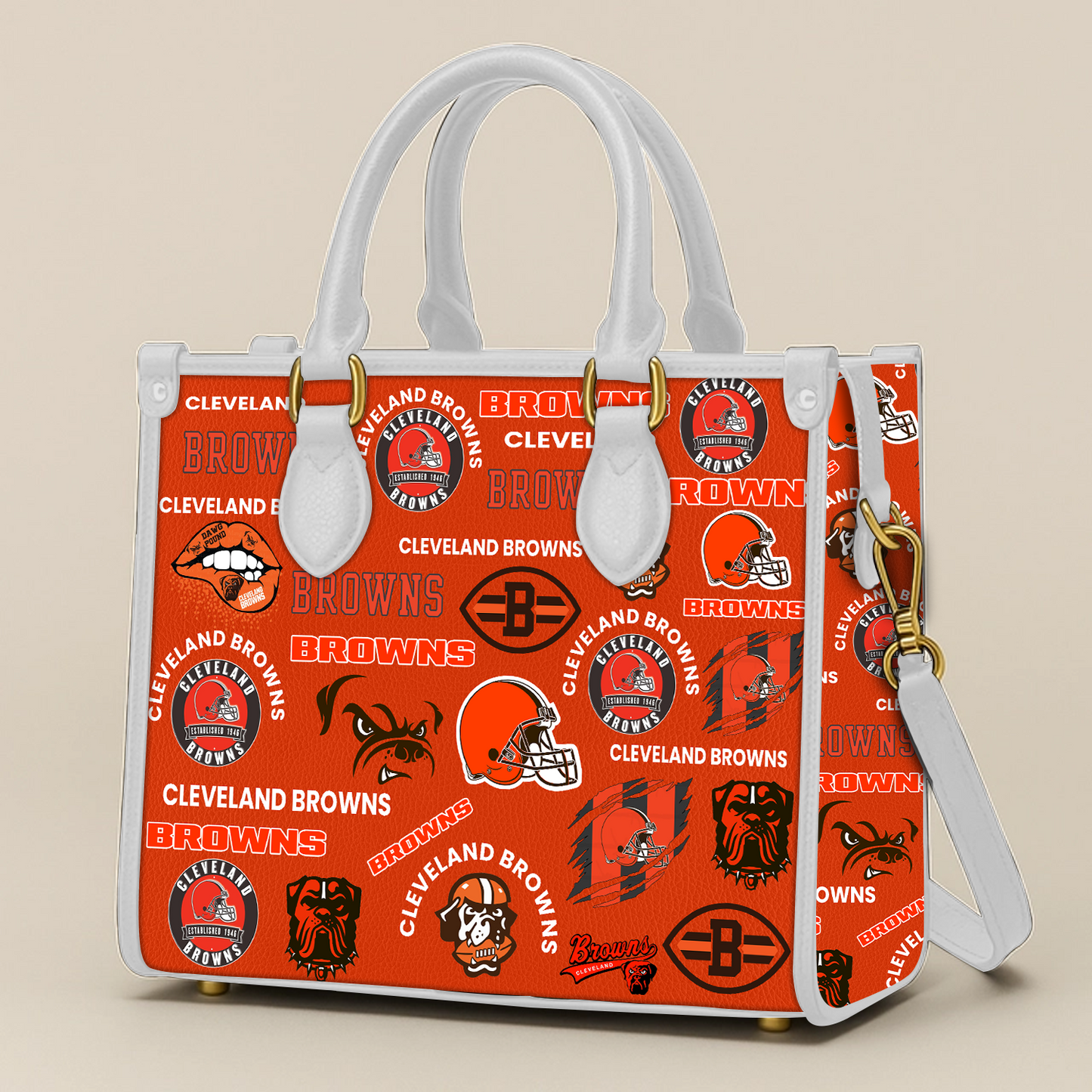 Cleveland Browns Women Leather Hand Bag V1 DATND TANTD