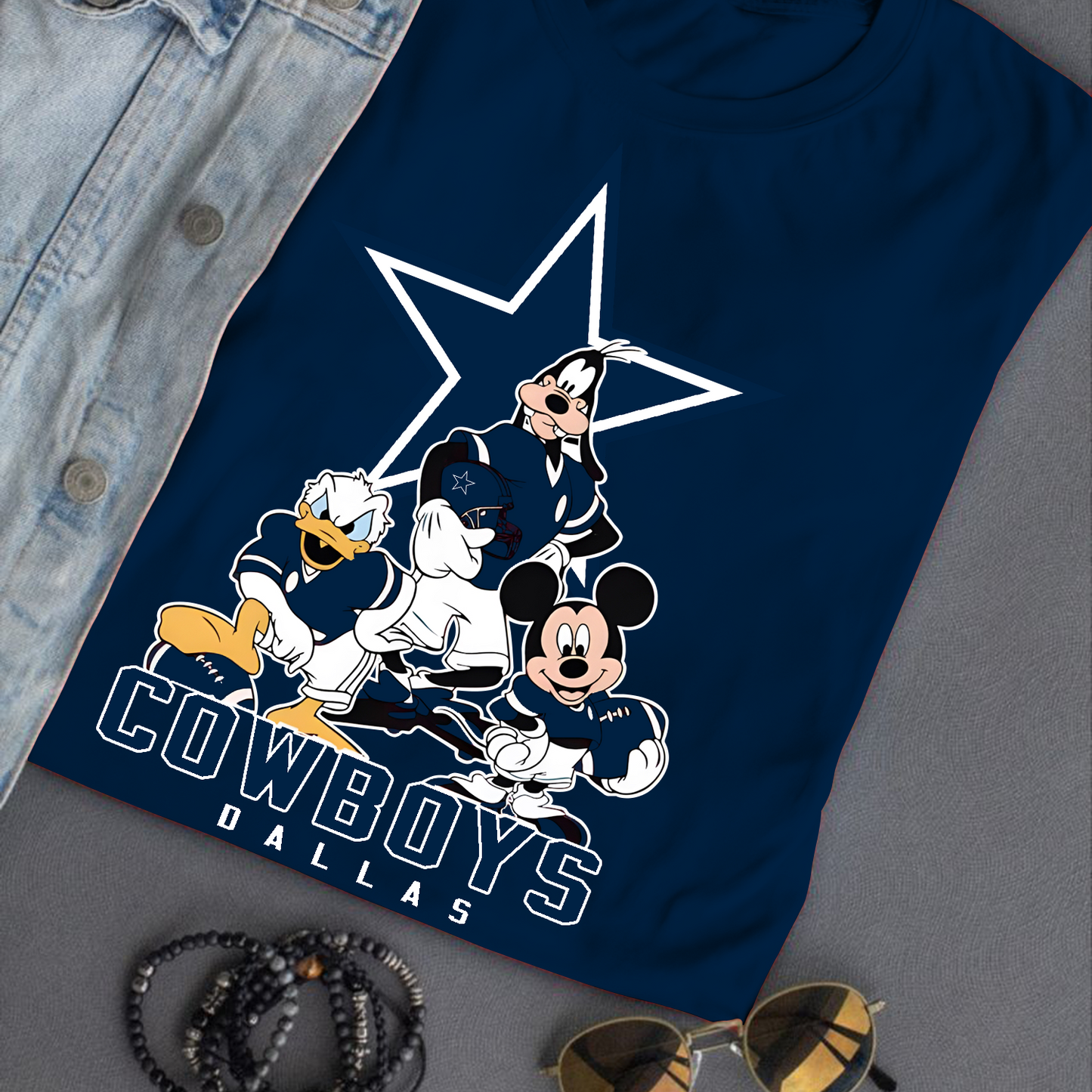 Dallas Cowboys Mickey Goofy Donald Disney NFL T-Shirt DATND TANTD