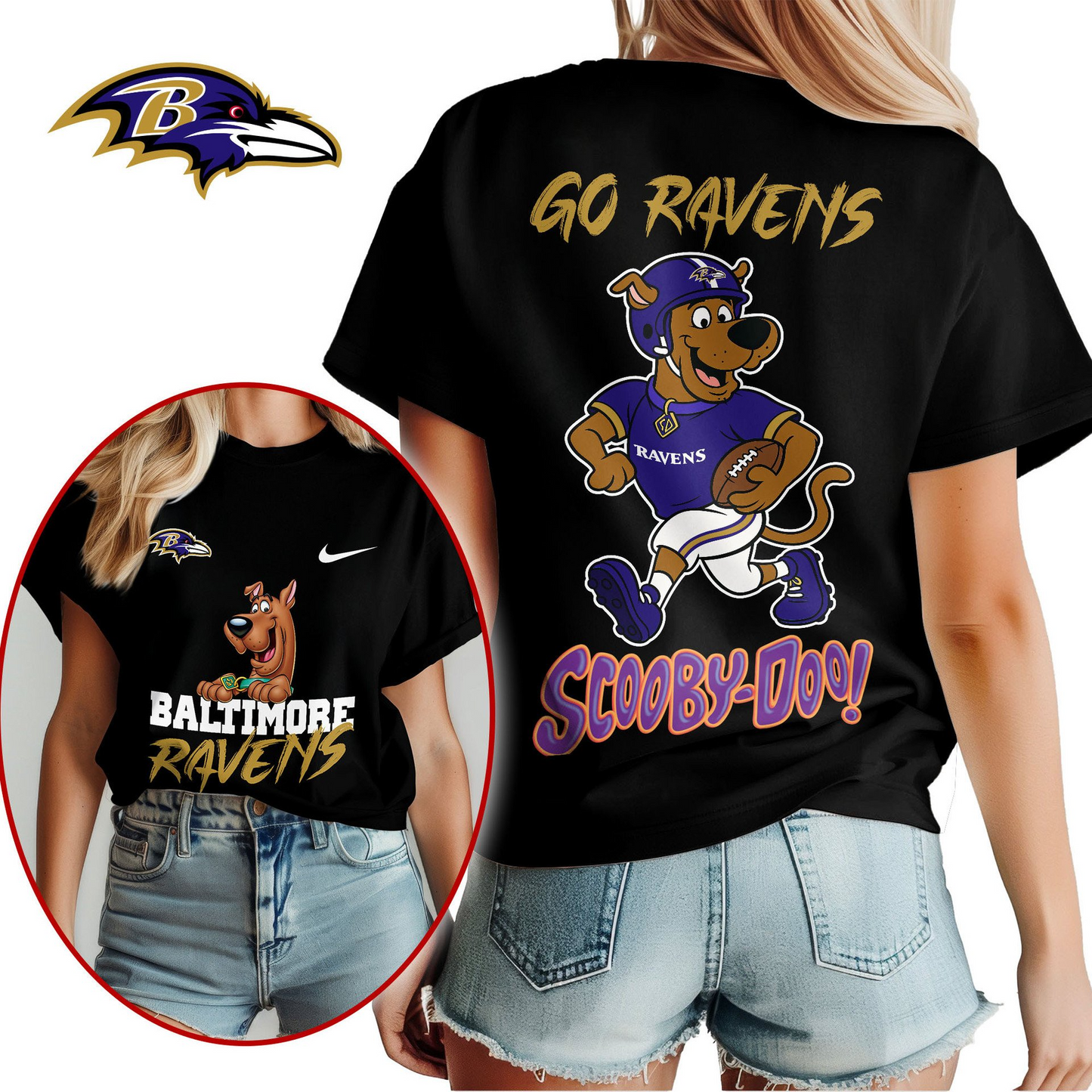 BR Premium NFL Scooby-Doo Fan Women‘s Shirt DDT CTND