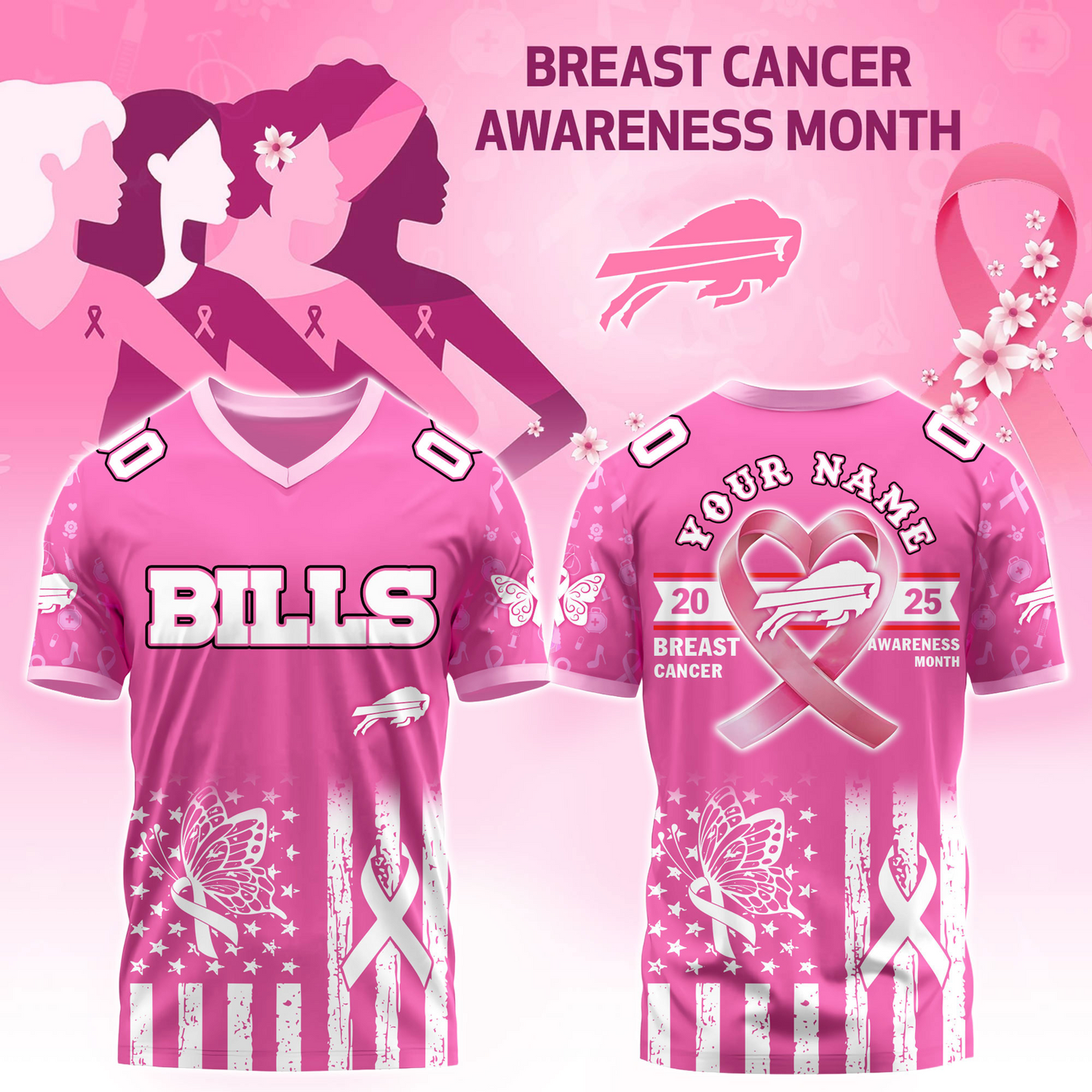 BUF x Breast Cancer Awareness Month 2025 V-neck Short Sleeve Jersey DatND DVT