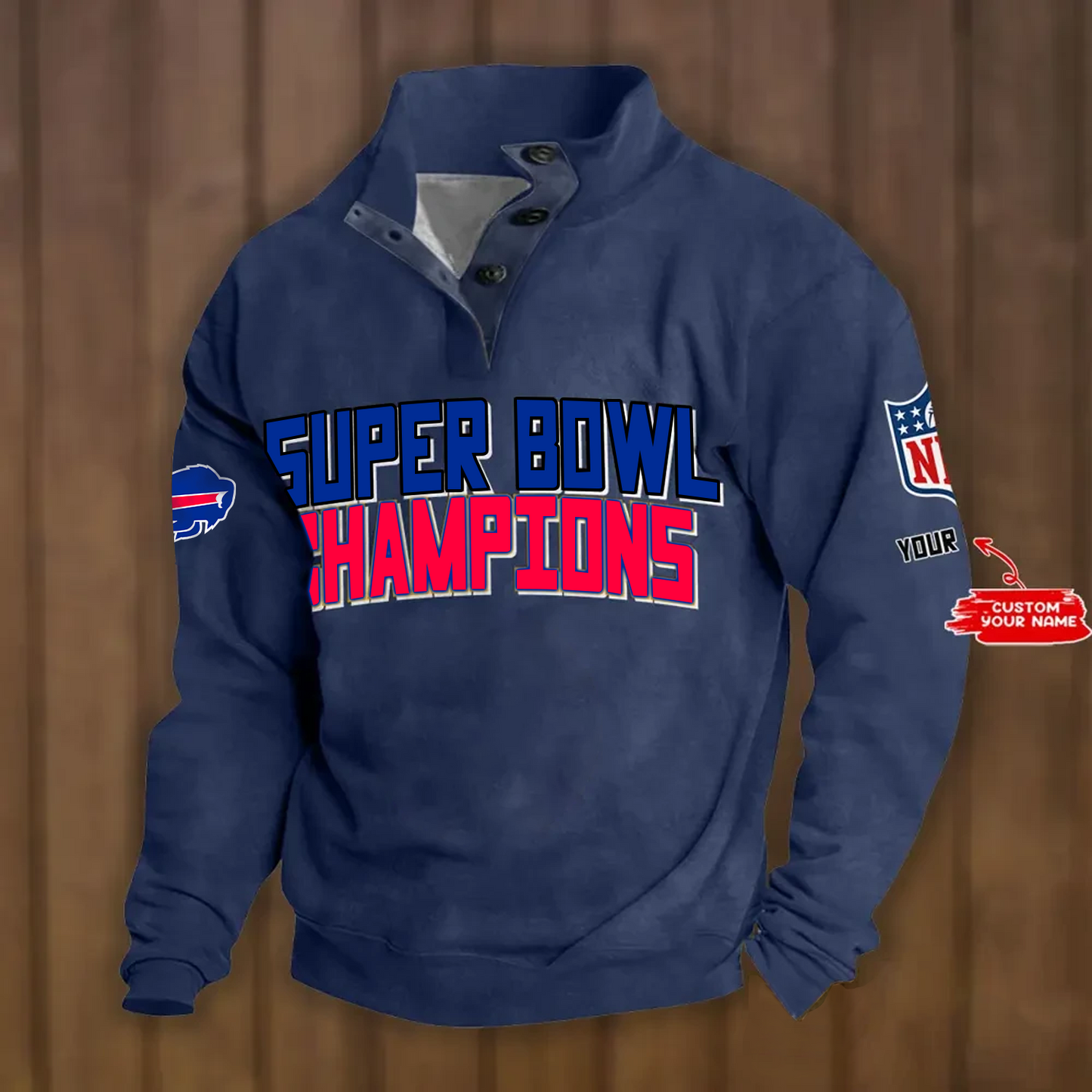 BUF x NFL Double Breasted Stand Collar Hoodies DATND TANTD