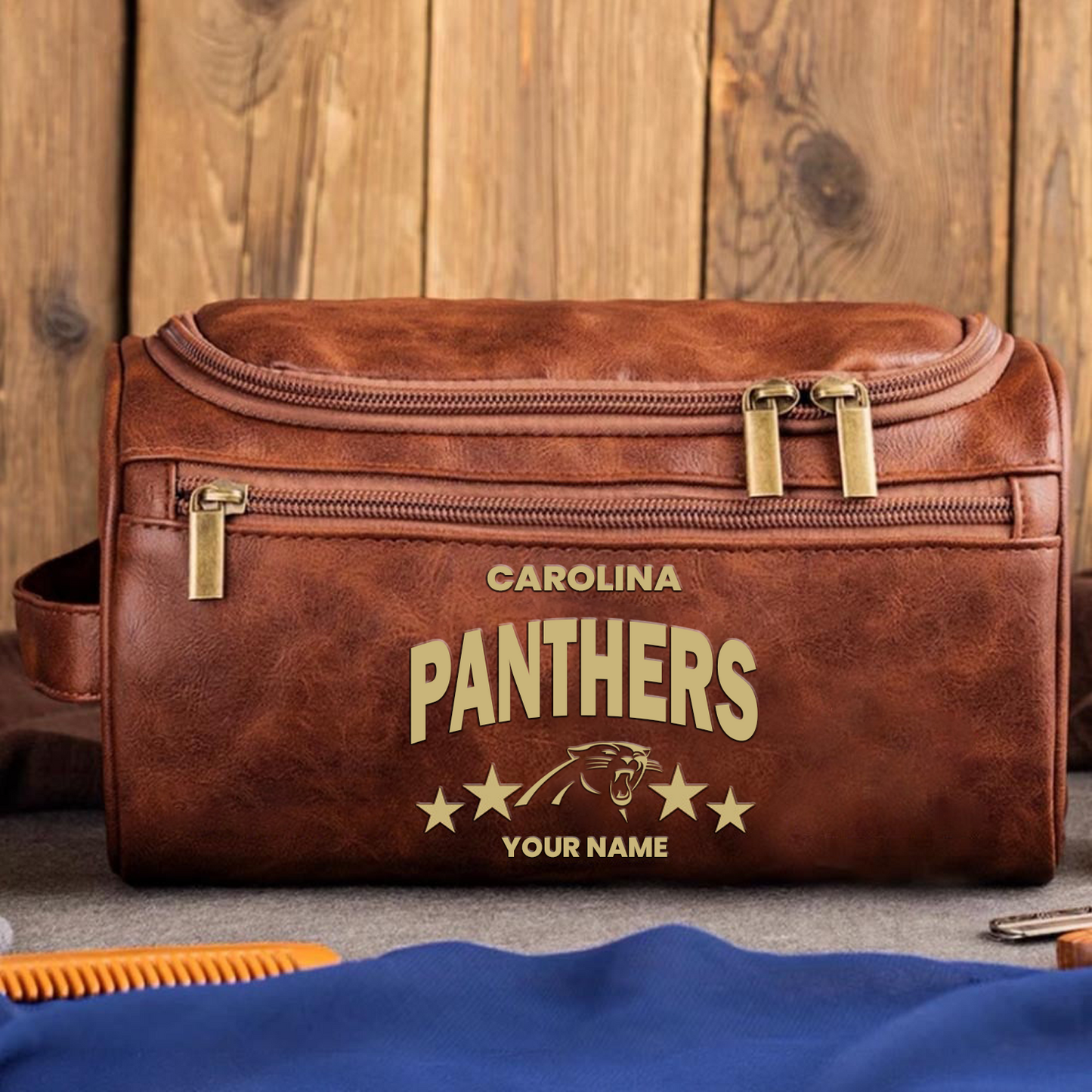 CAR Football Men Leather Toiletry Bag Custom Any Name DATND TANTD