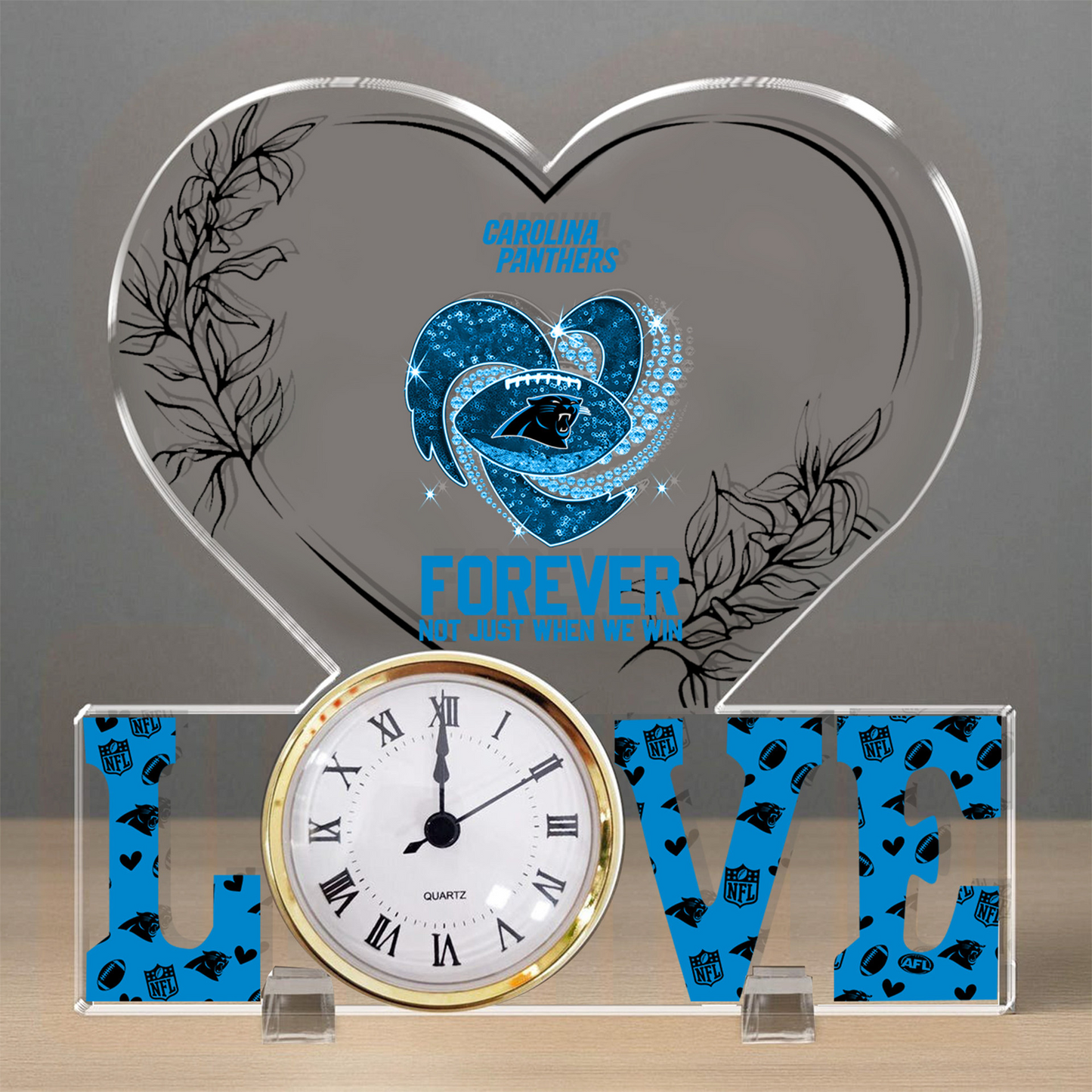 CAR x NFL Forever Not Just When We Win Acrylic Clock DATND TANTD