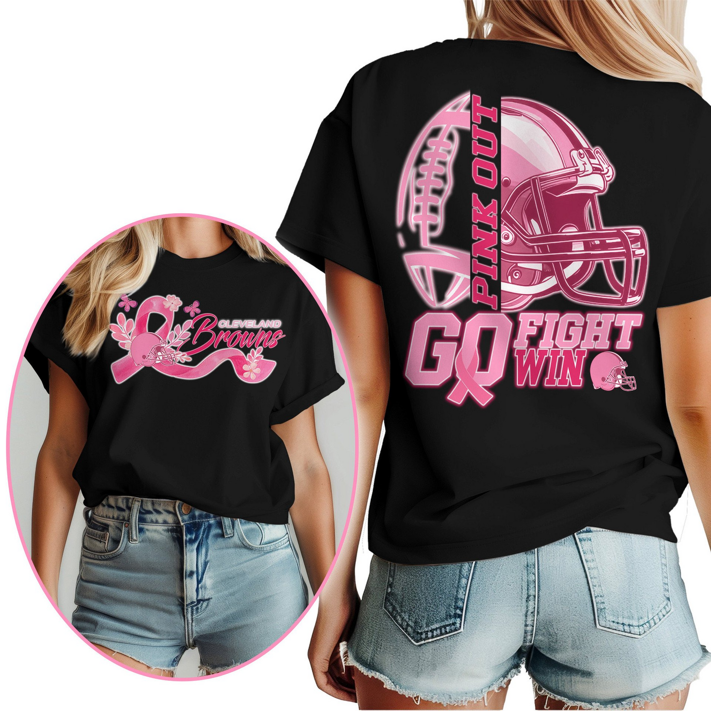 CLE Premium Tackle Breast Cancer Women's Shirt DDT TTV