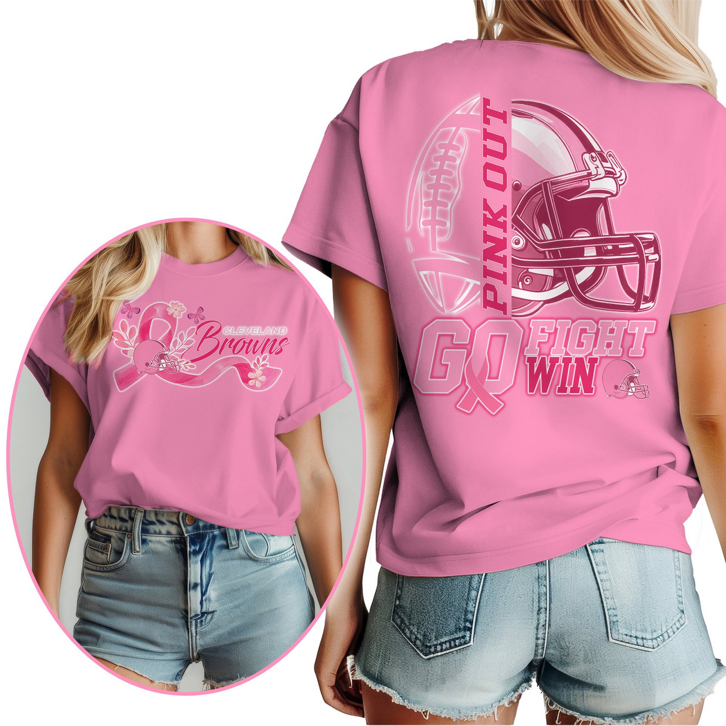 CLE Premium Tackle Breast Cancer Women's Shirt DDT TTV