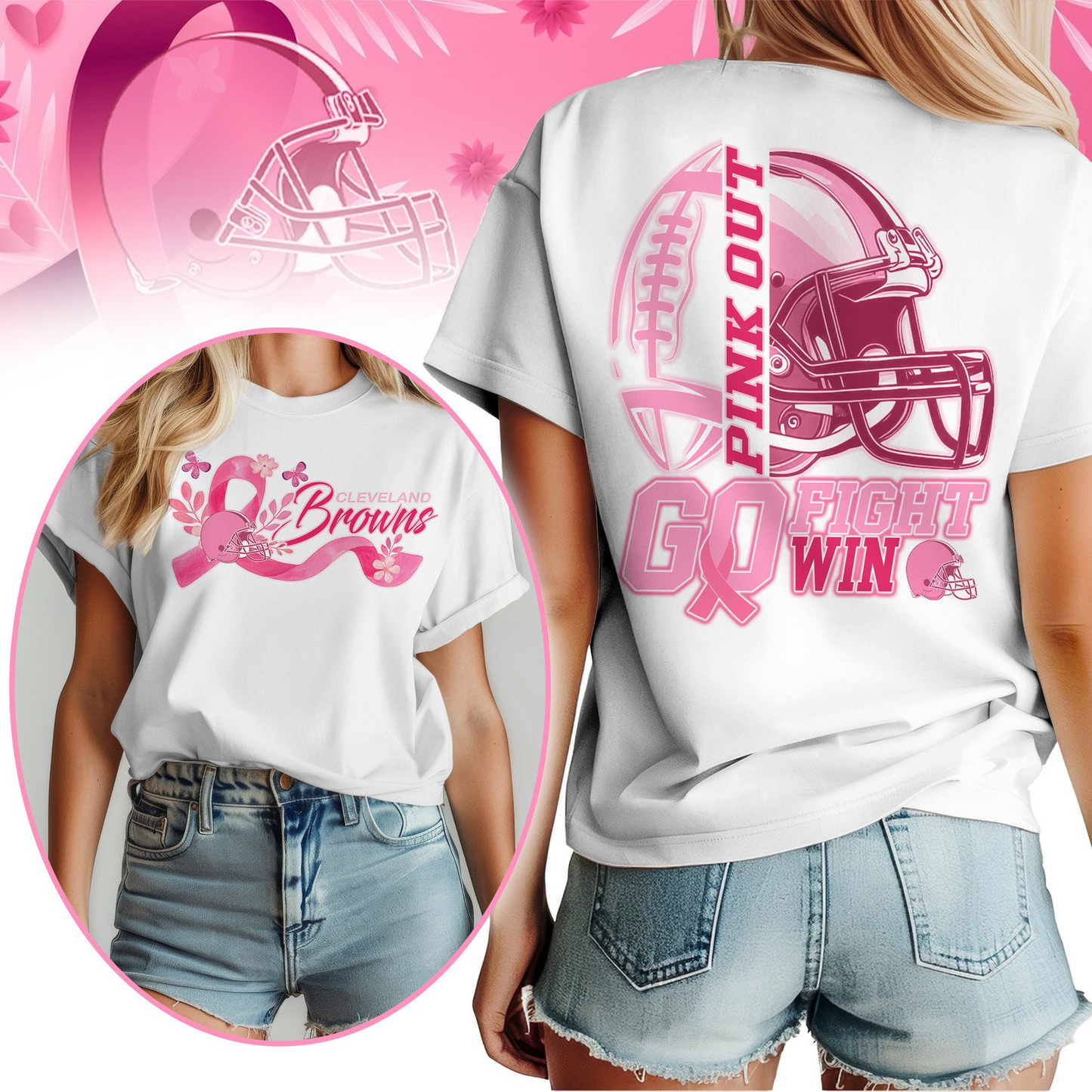 CLE Premium Tackle Breast Cancer Women's Shirt DDT TTV