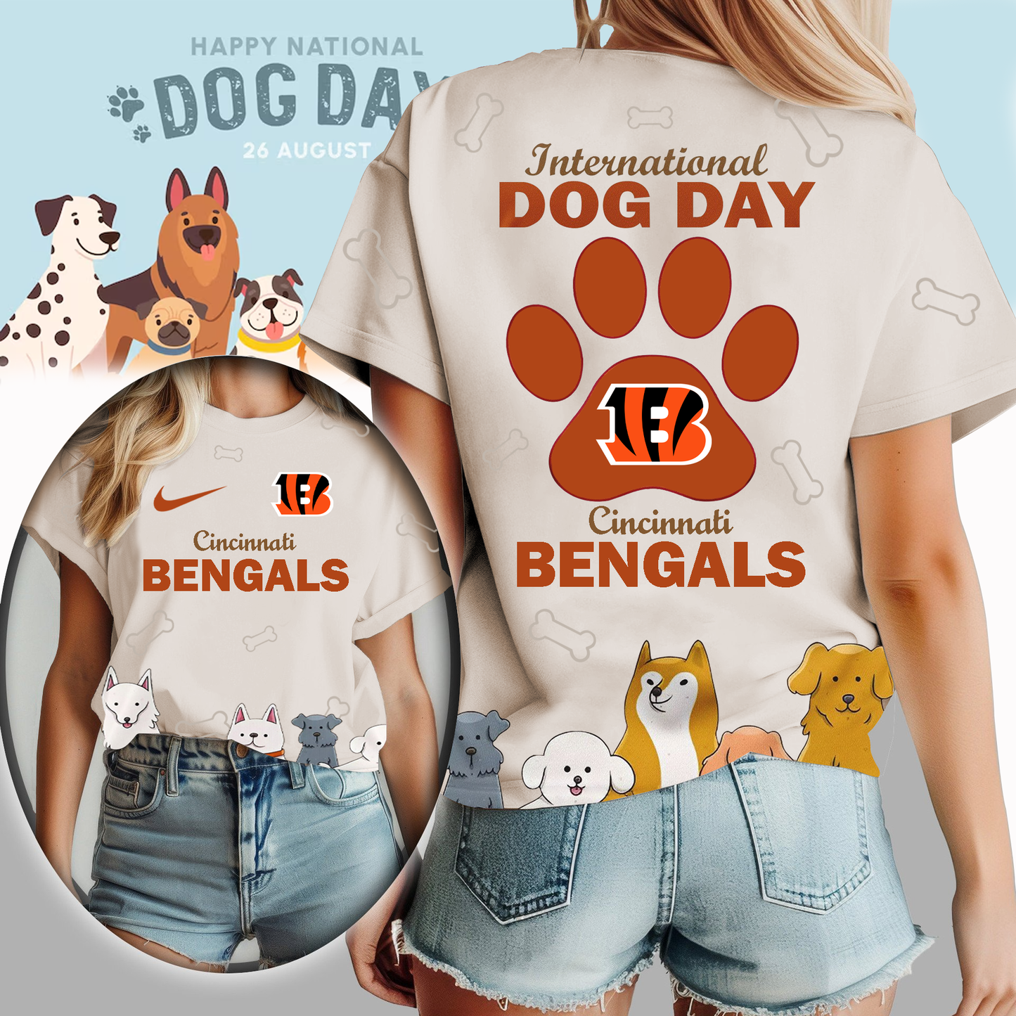 CIN Premium NFL International Dog Day 3D Shirt DDT CTND
